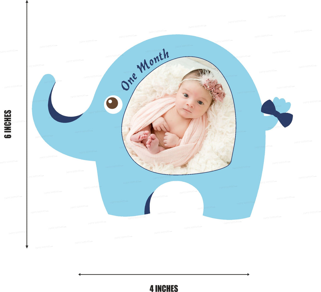 Blue Elephant Theme 12 Months Photo Banner