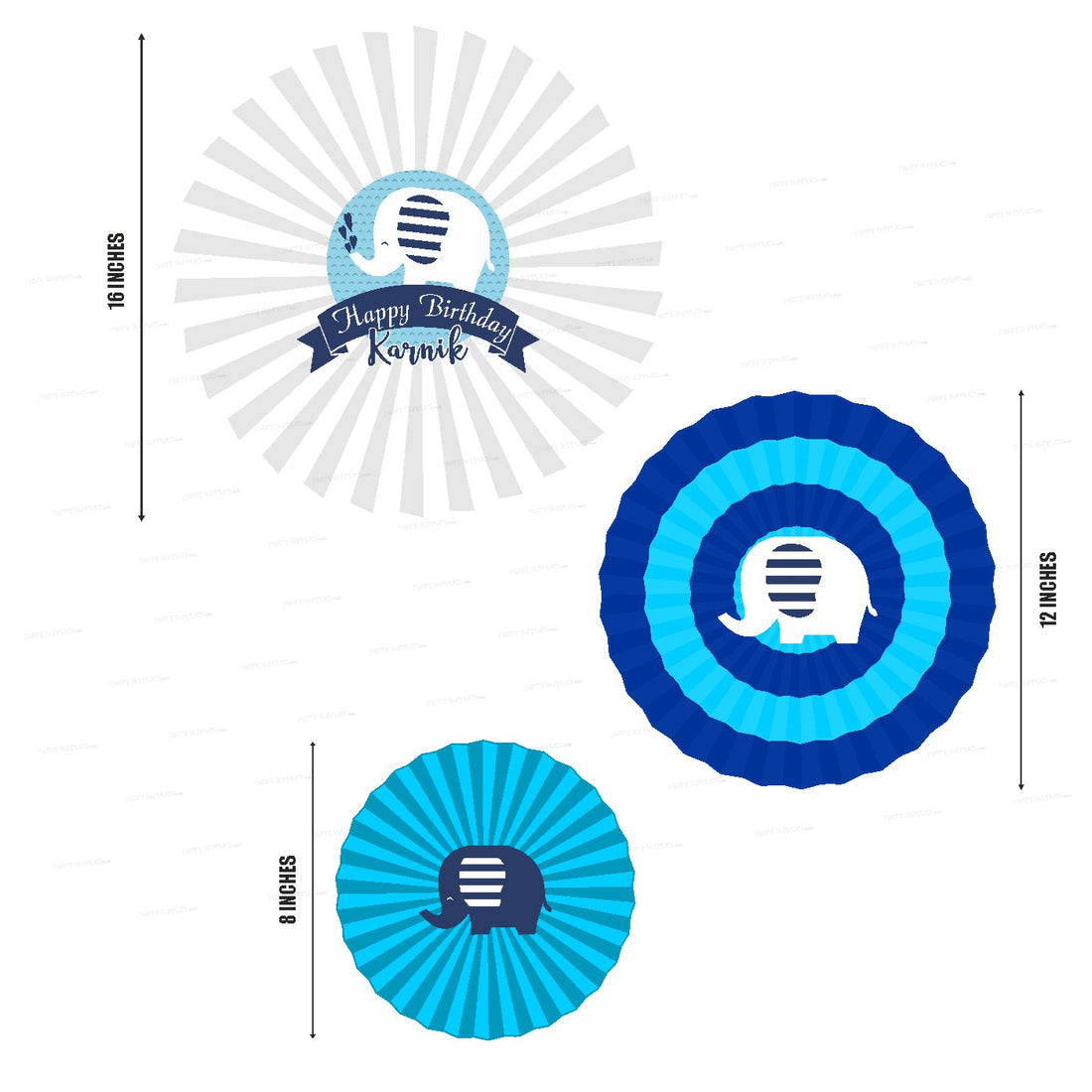 Blue Elephant Theme Paper Fan