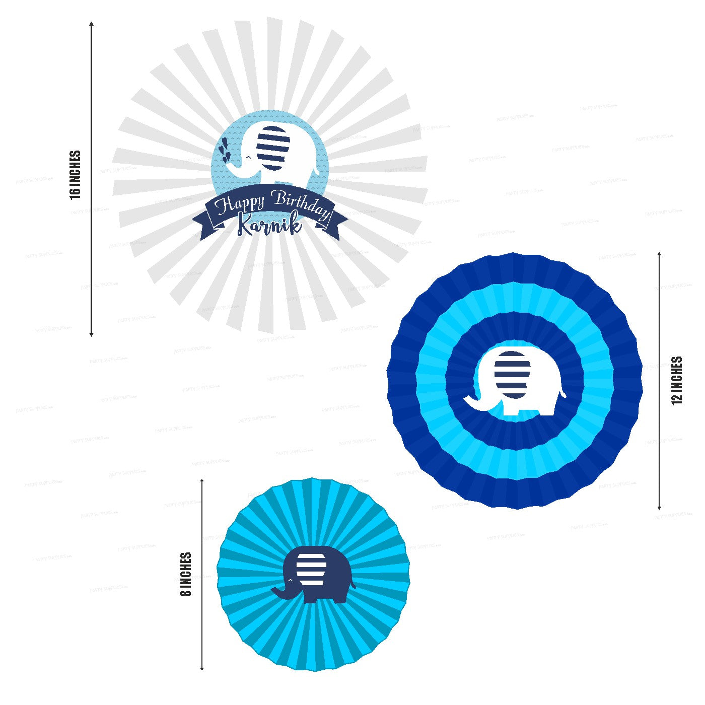 Blue Elephant Theme Paper Fan