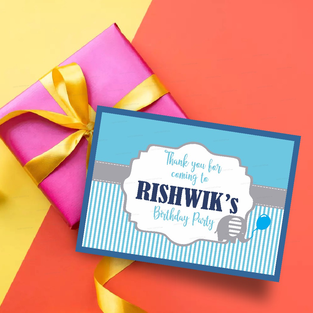 Blue Elephant Theme Thank You Card