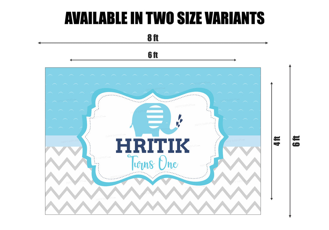 Blue Elephant Theme Customized Backdrop