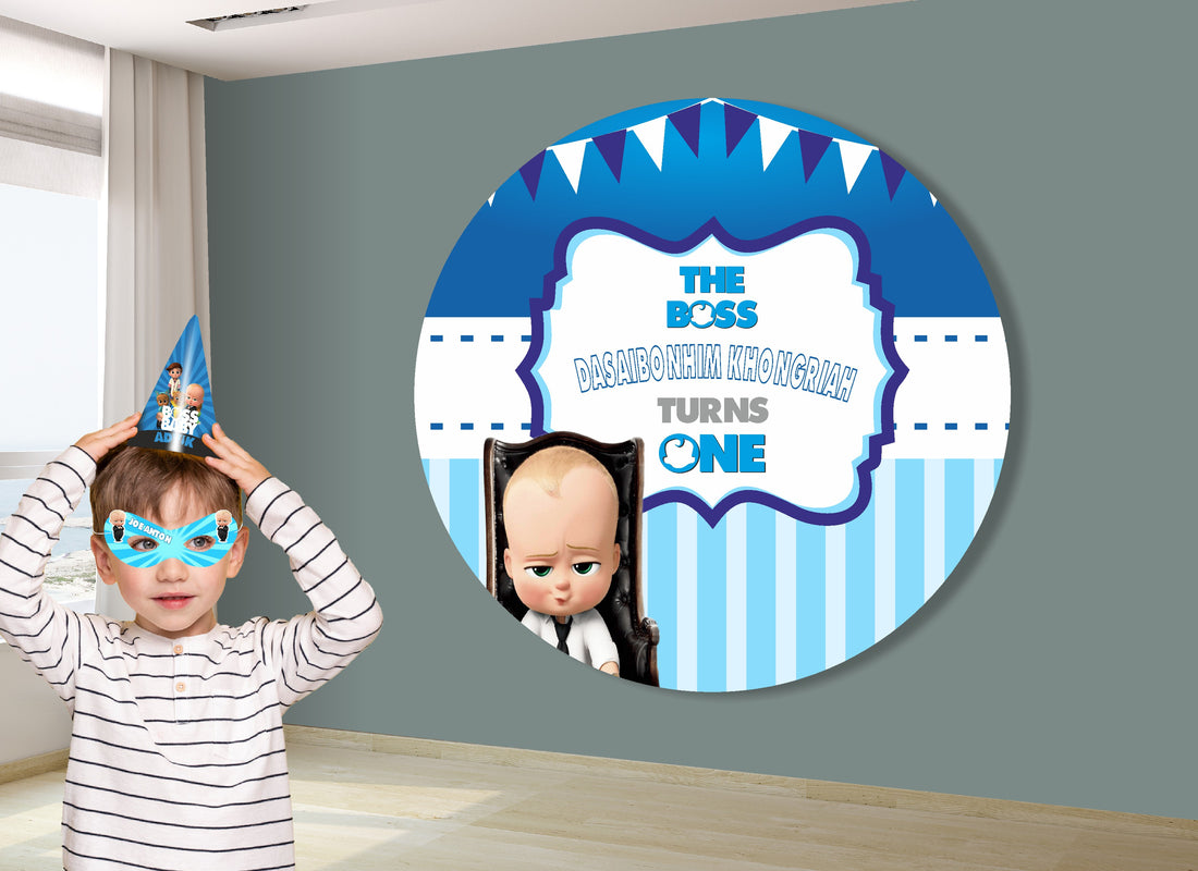 PSI Boss Baby Theme Personalized  Round Backdrop