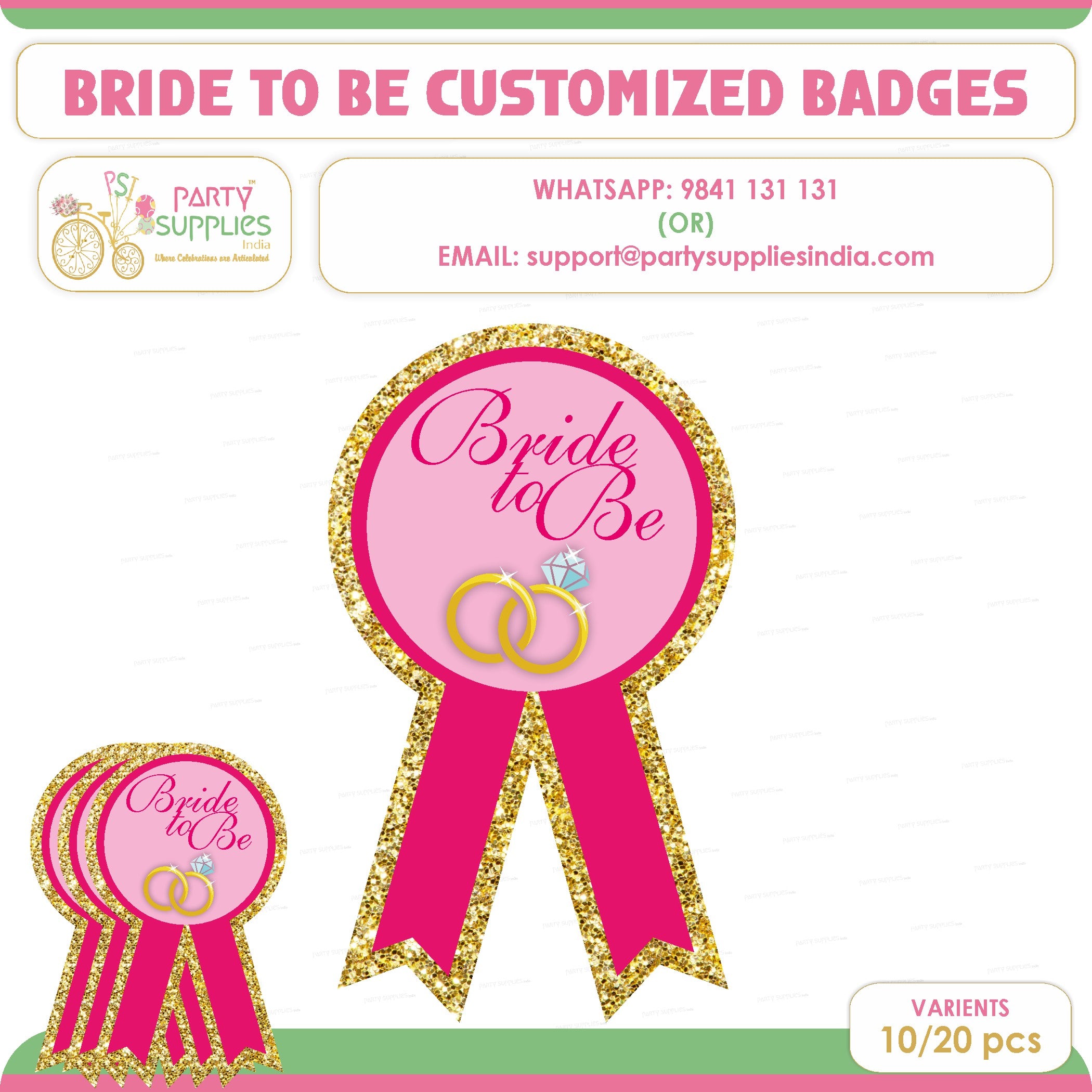 Bride to Be Theme Badges