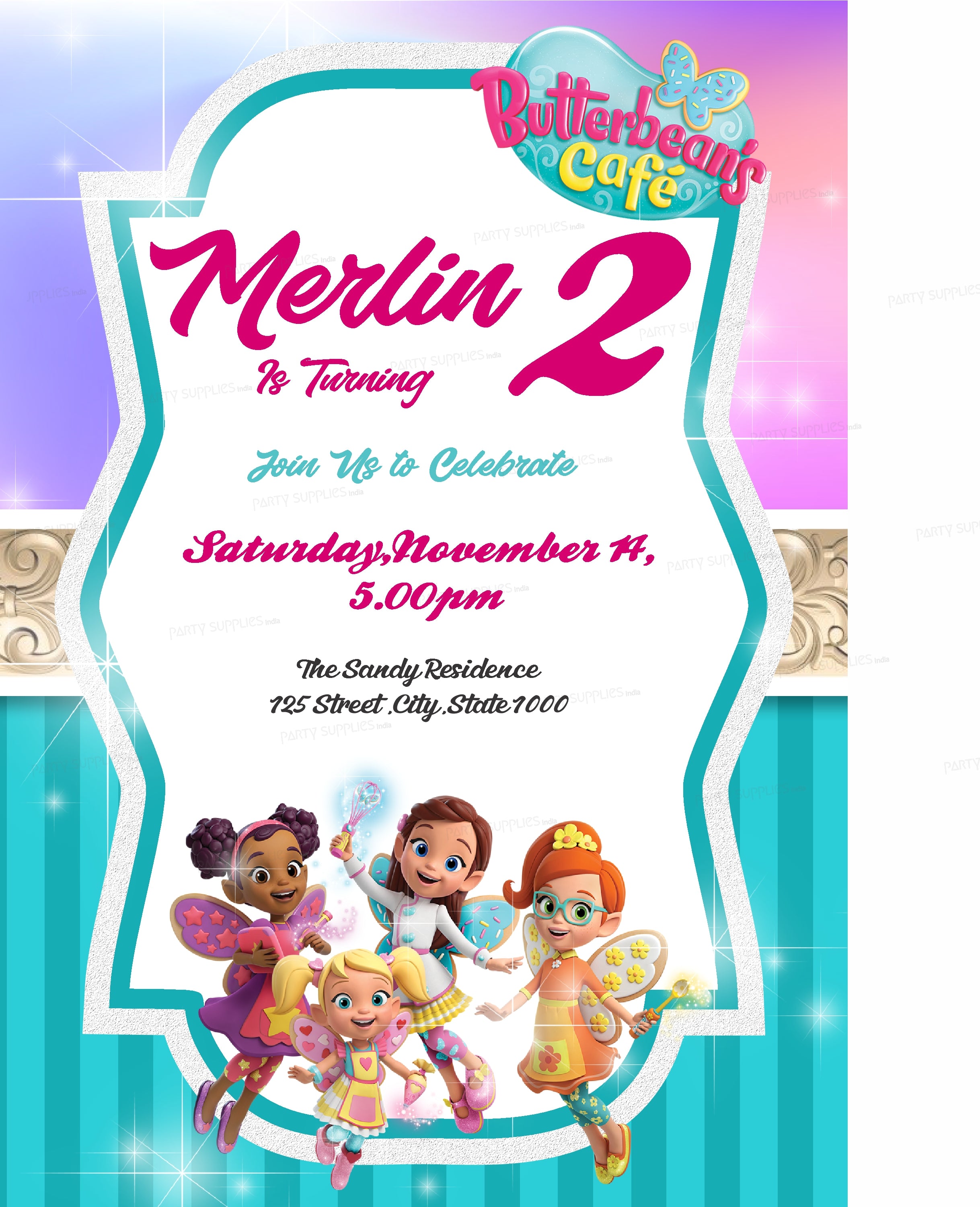 Butter Beans Theme Customized Invite