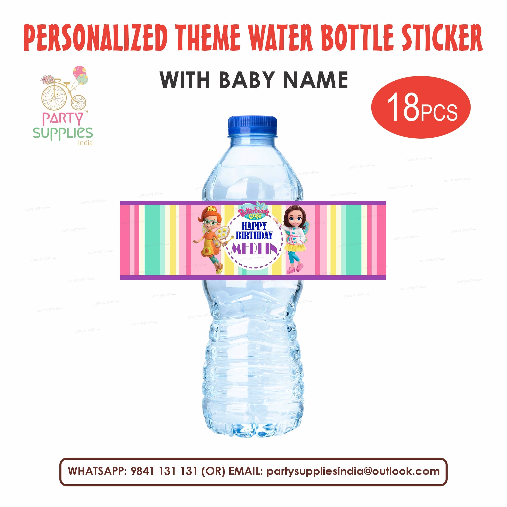 Butter Beans Theme Water Bottle Stickers