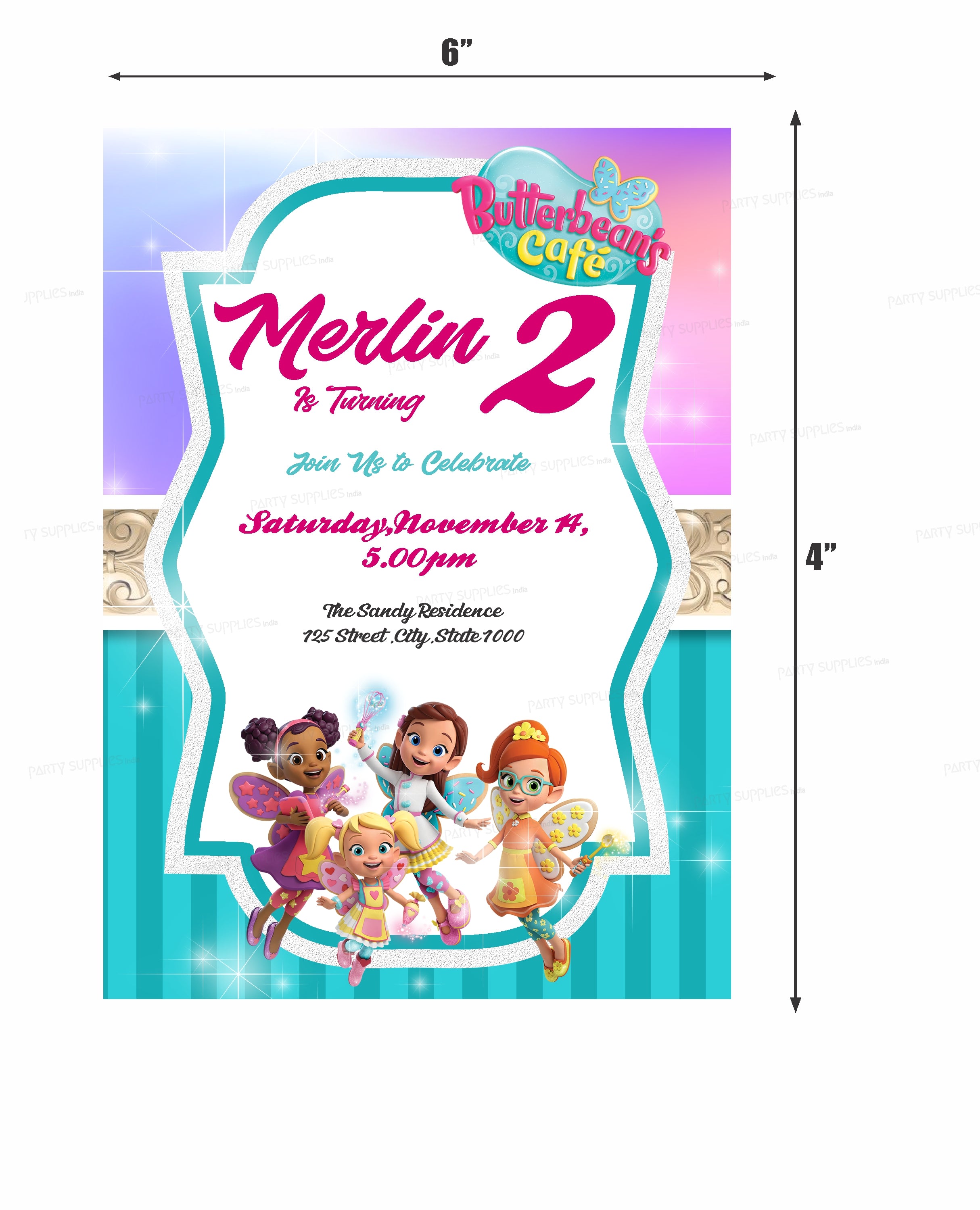 Butter Beans Theme Customized Invite