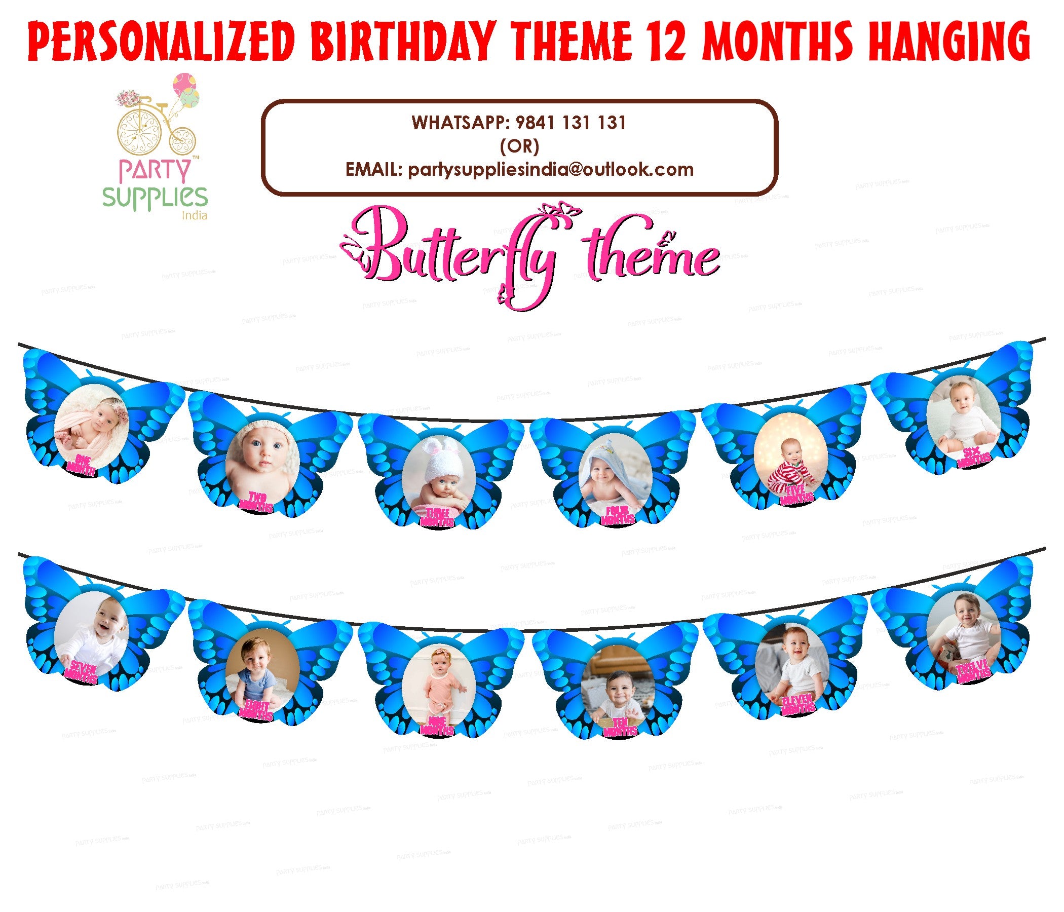 Butterfly Theme 12 Months Photo Banner