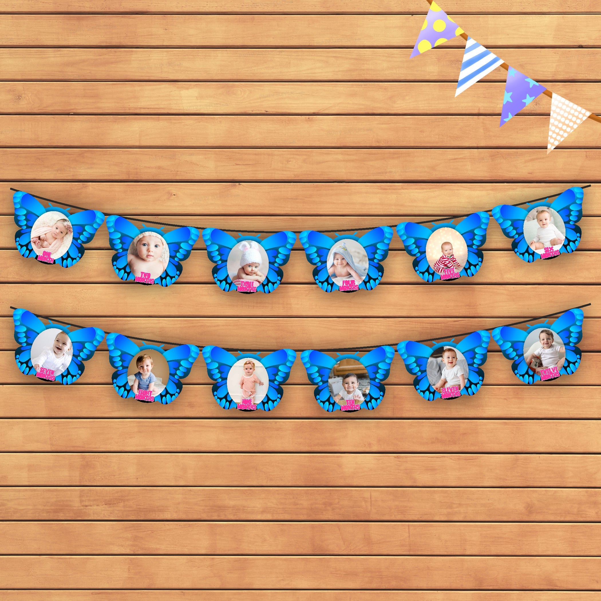 Butterfly Theme 12 Months Photo Banner