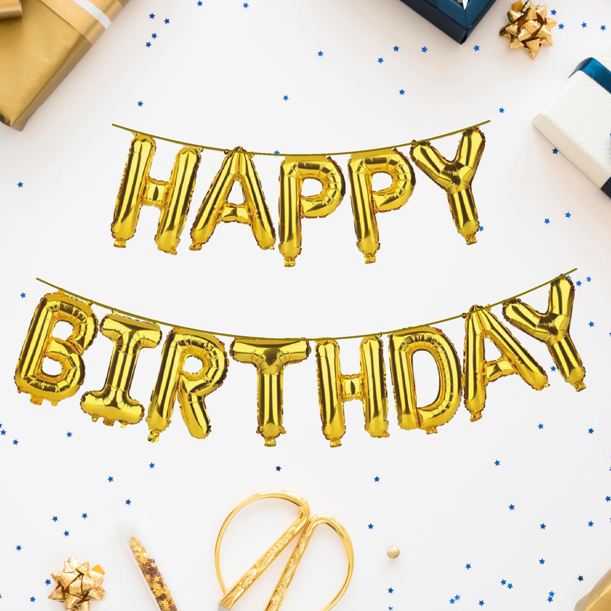 Happy Birthday Gold Foil Balloons Letter Pack