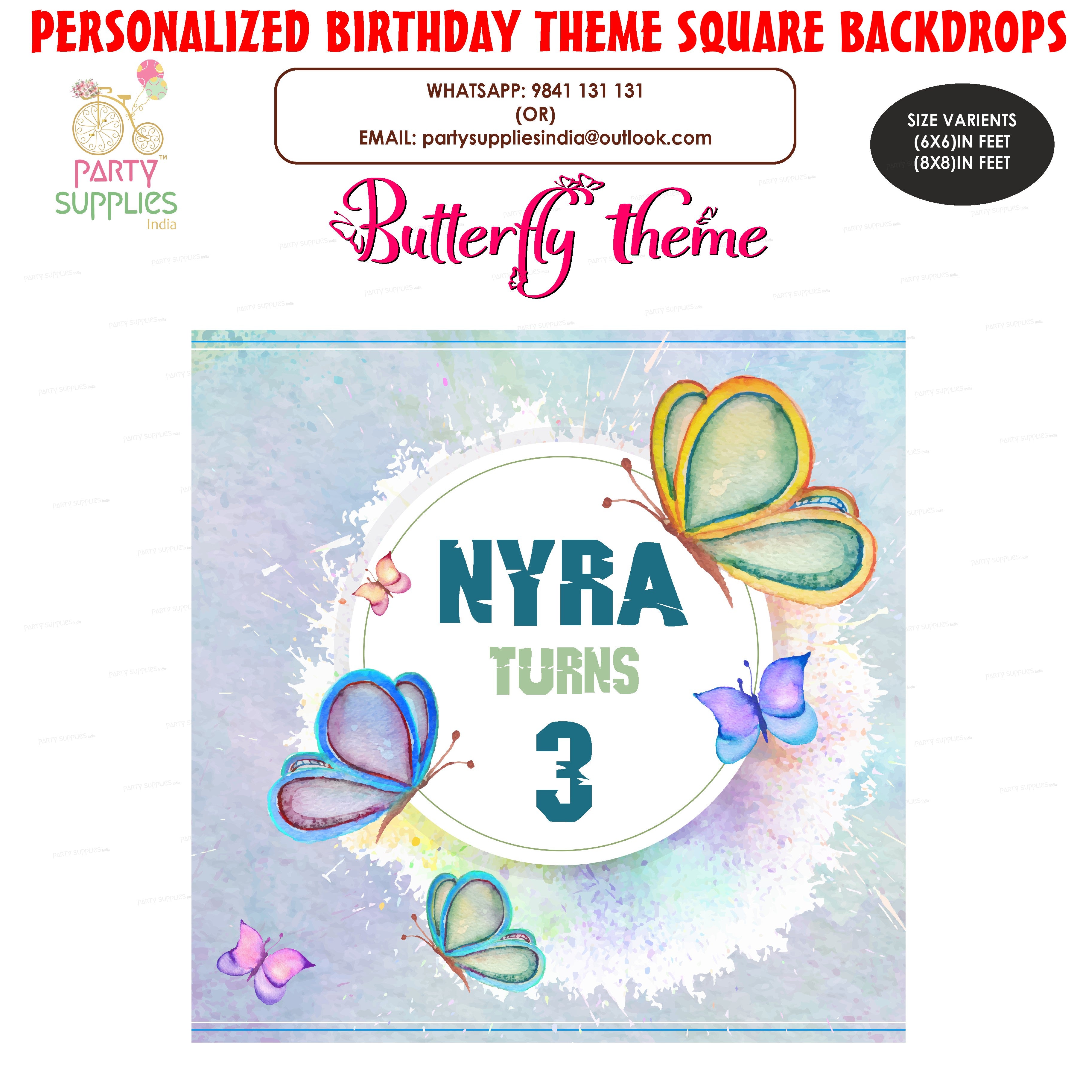 Butterfly Theme Square Backdrop