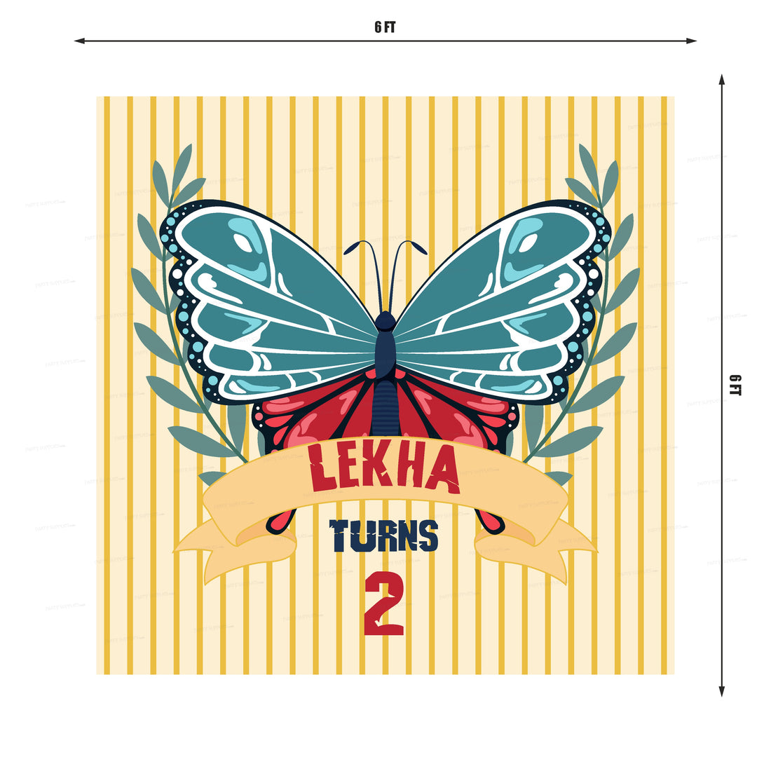 Butterfly Theme Personalized Square Backdrop