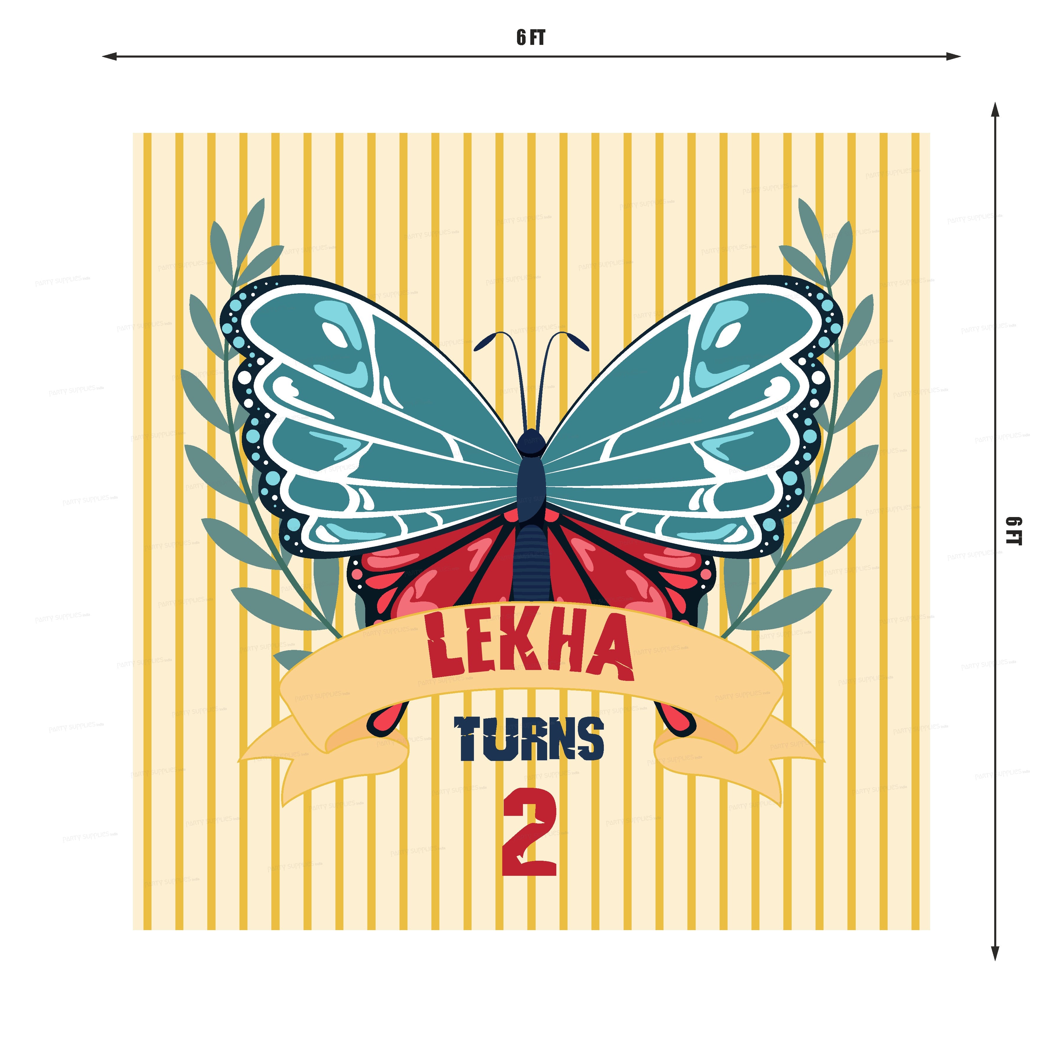 Butterfly Theme Personalized Square Backdrop