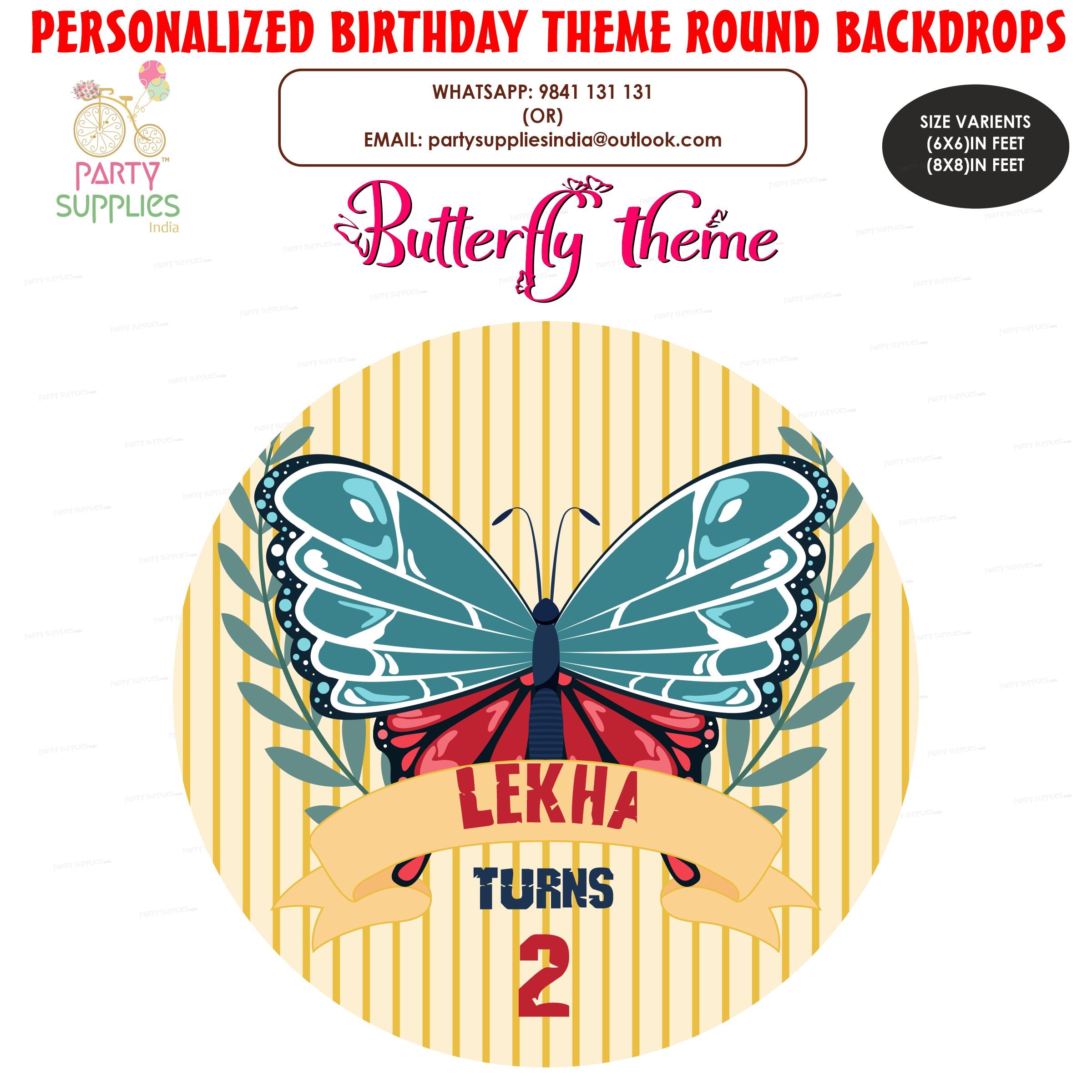 Butterfly Theme Personalized Round Backdrop