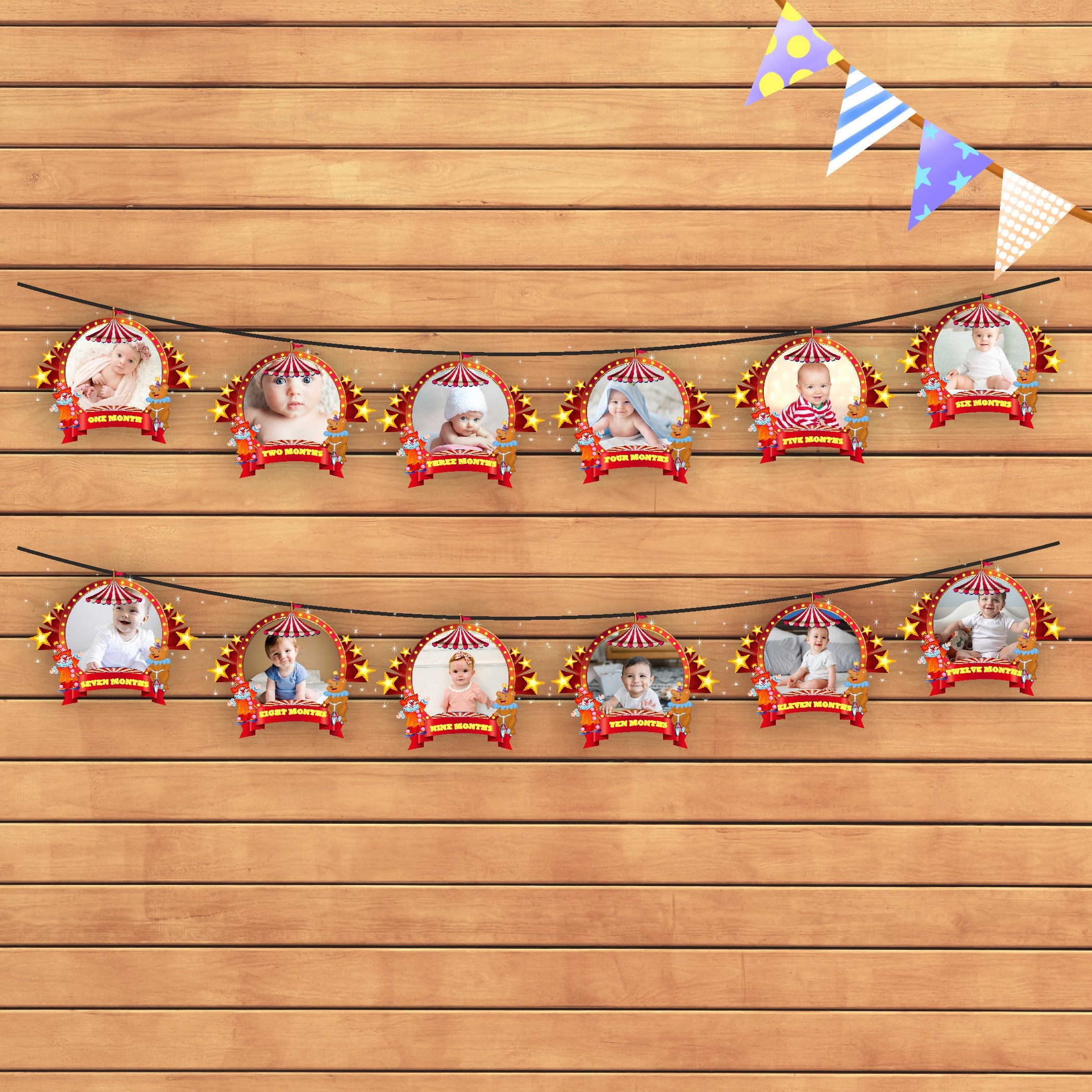 Circus Theme 12 Months Photo Banner