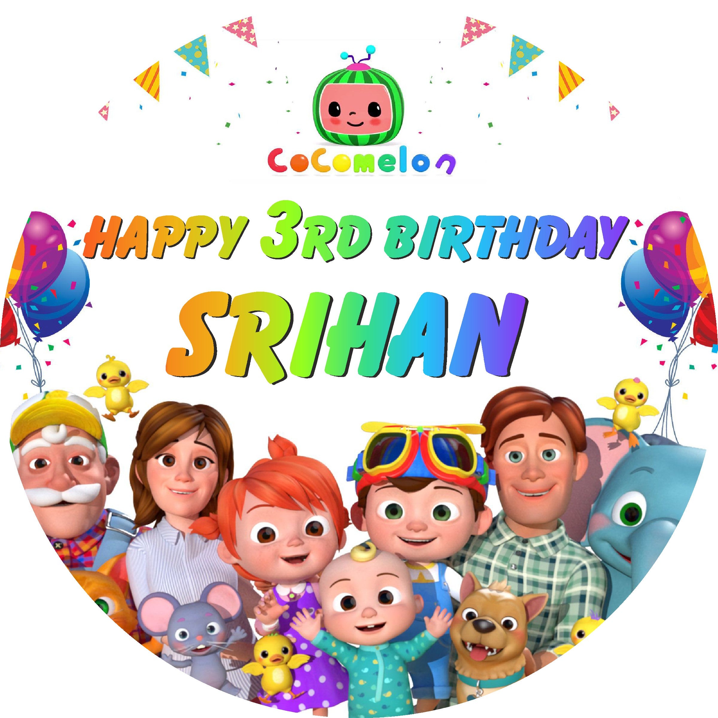 Coco Melon Theme Boy Round Backdrop