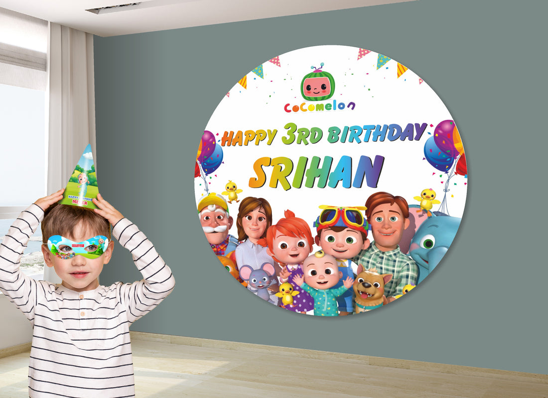 Coco Melon Theme Boy Round Backdrop