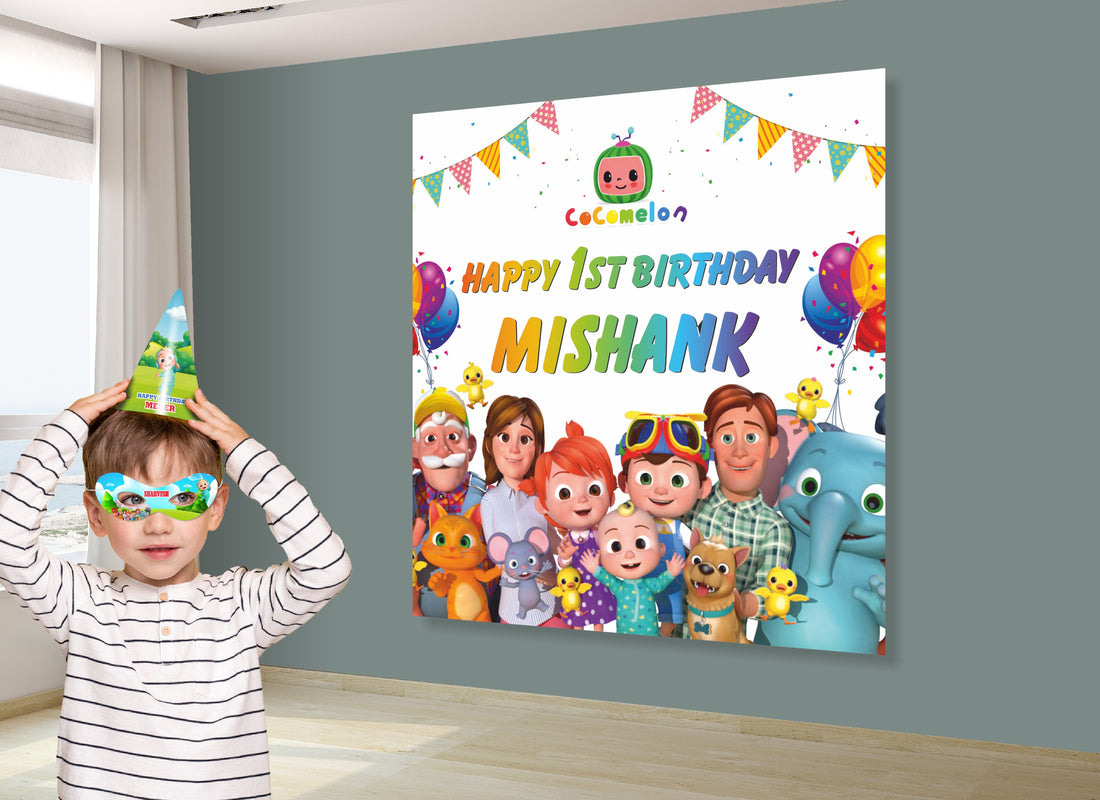 Coco Melon Theme Boy Square Backdrop Boy Backdrop