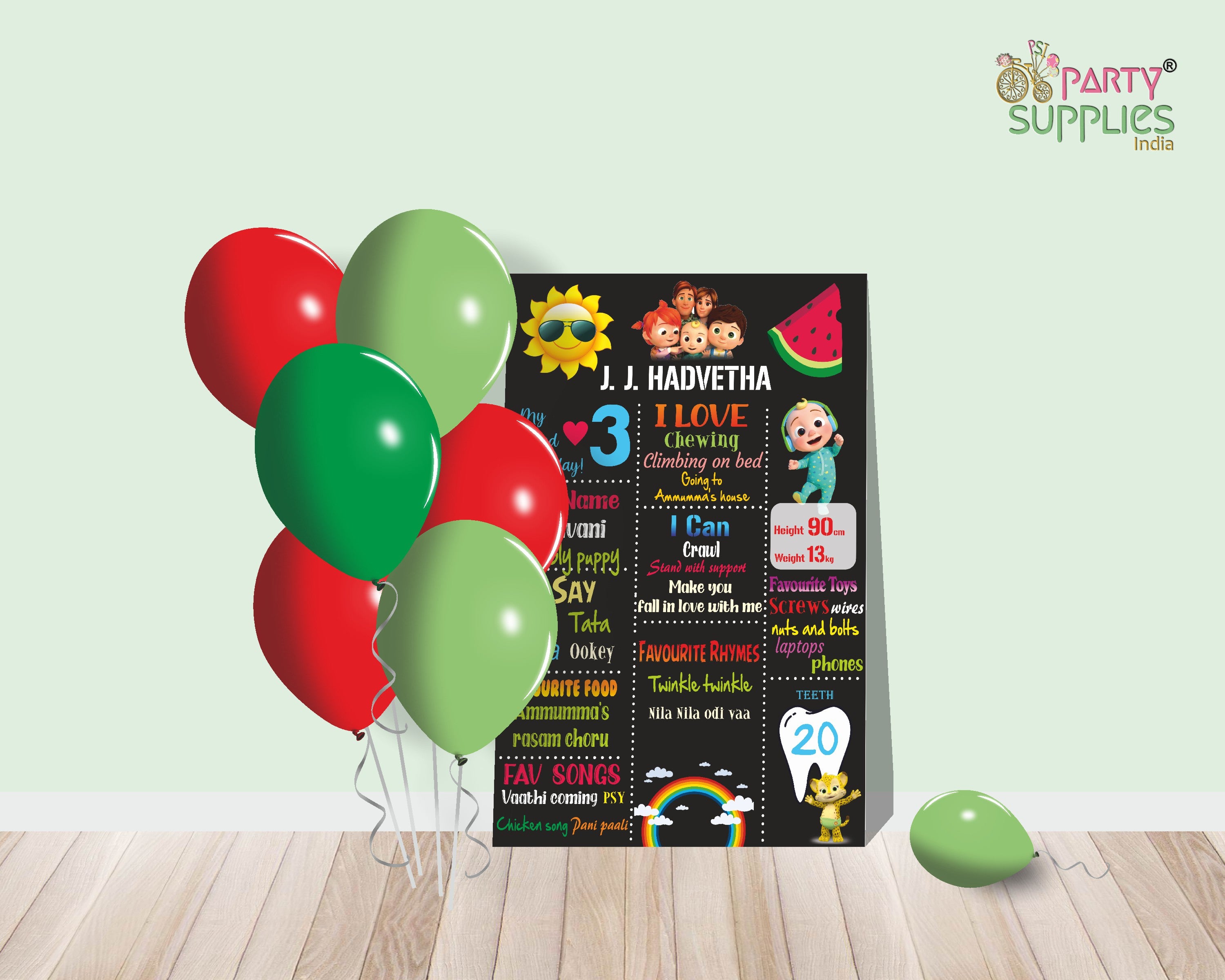 Coco Melon Theme Colour 60 Pcs Balloons