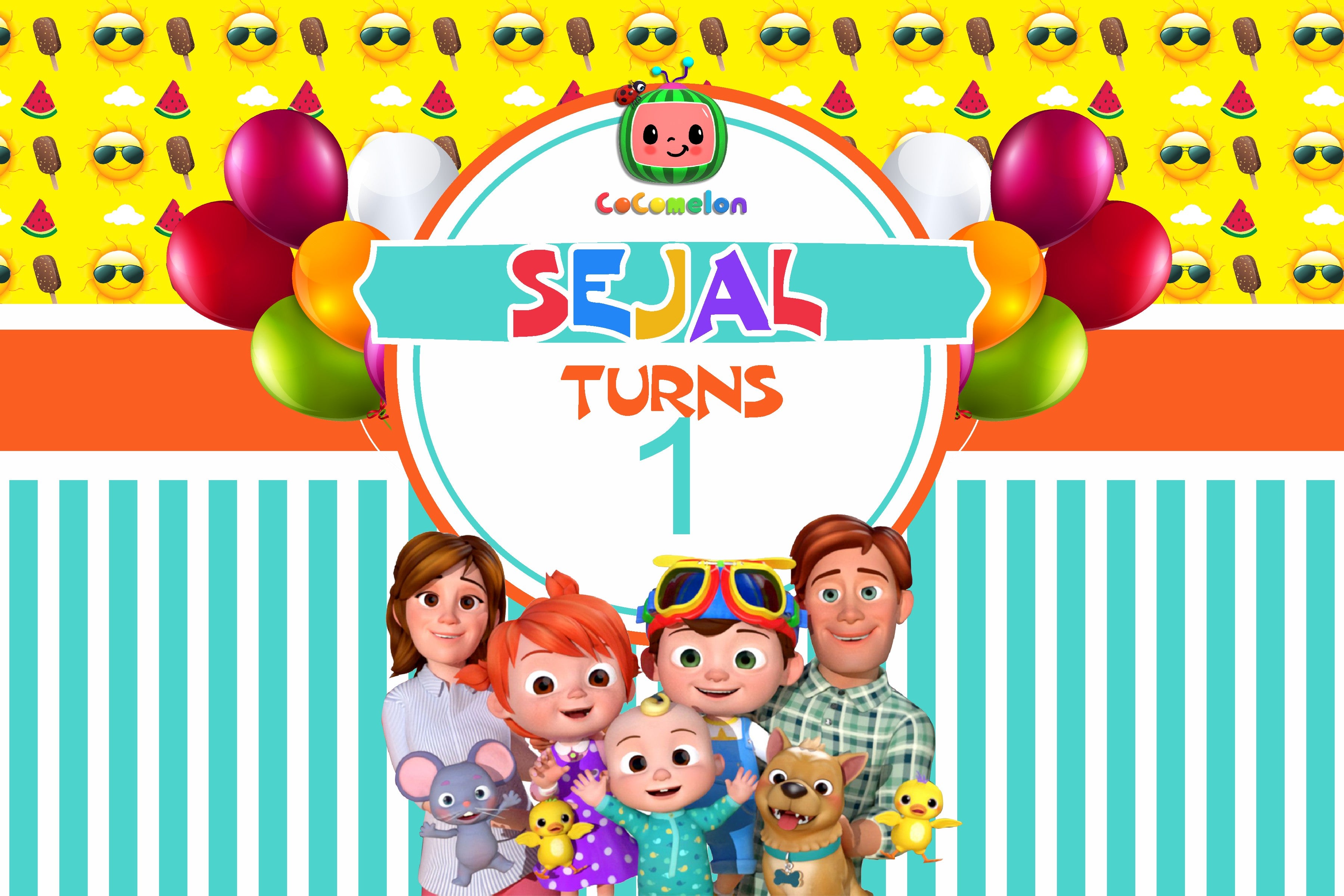 Coco Melon Theme Girl Customized Backdrop