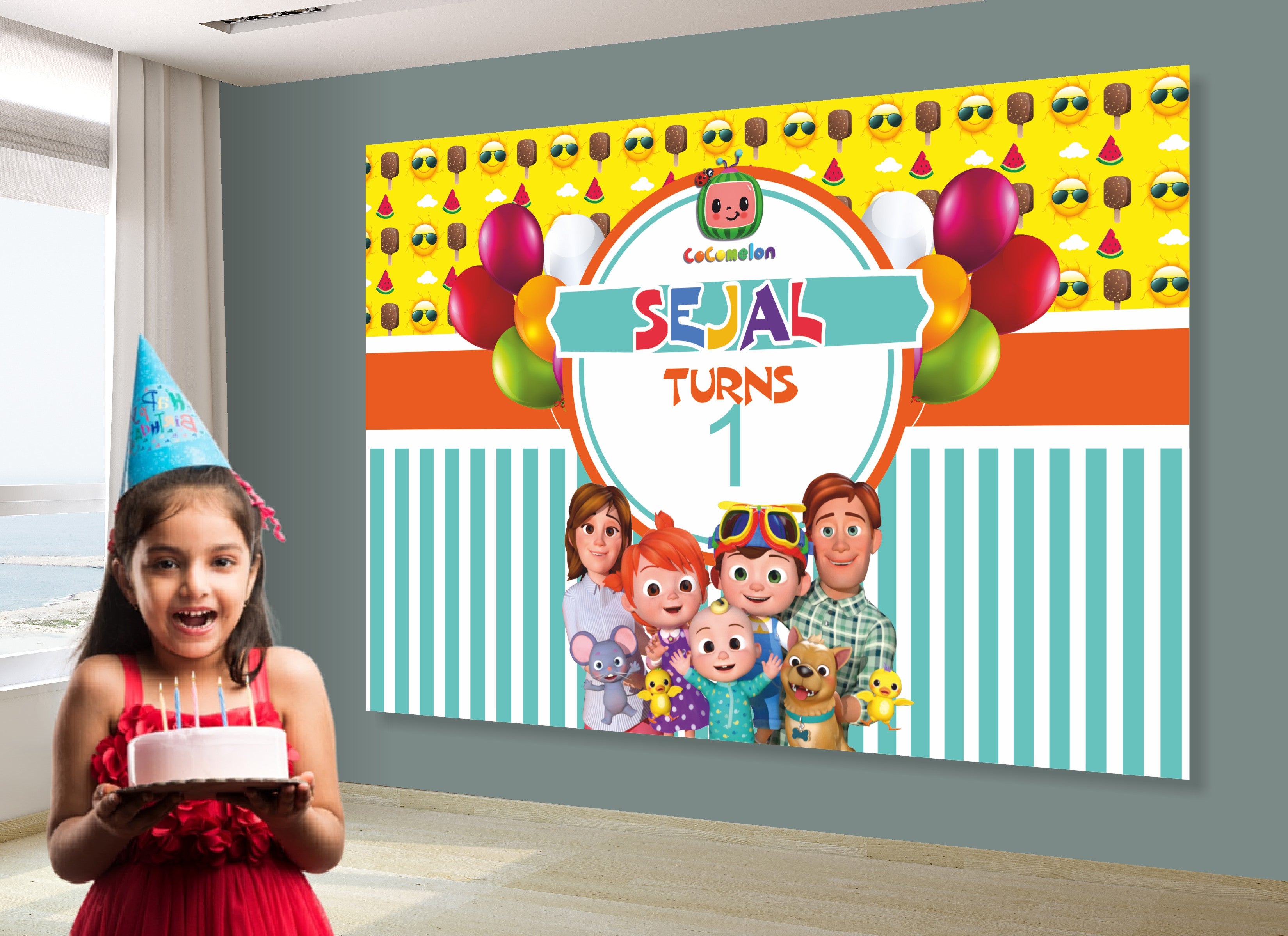 Coco Melon Theme Girl Customized Backdrop