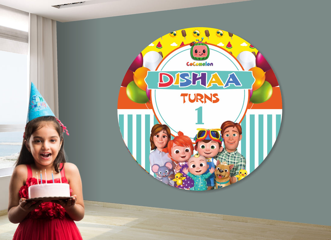 Coco Melon Theme Girl Customized Round Backdrop