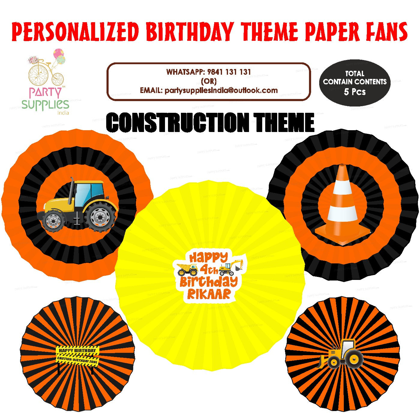 Construction Theme Paper Fan