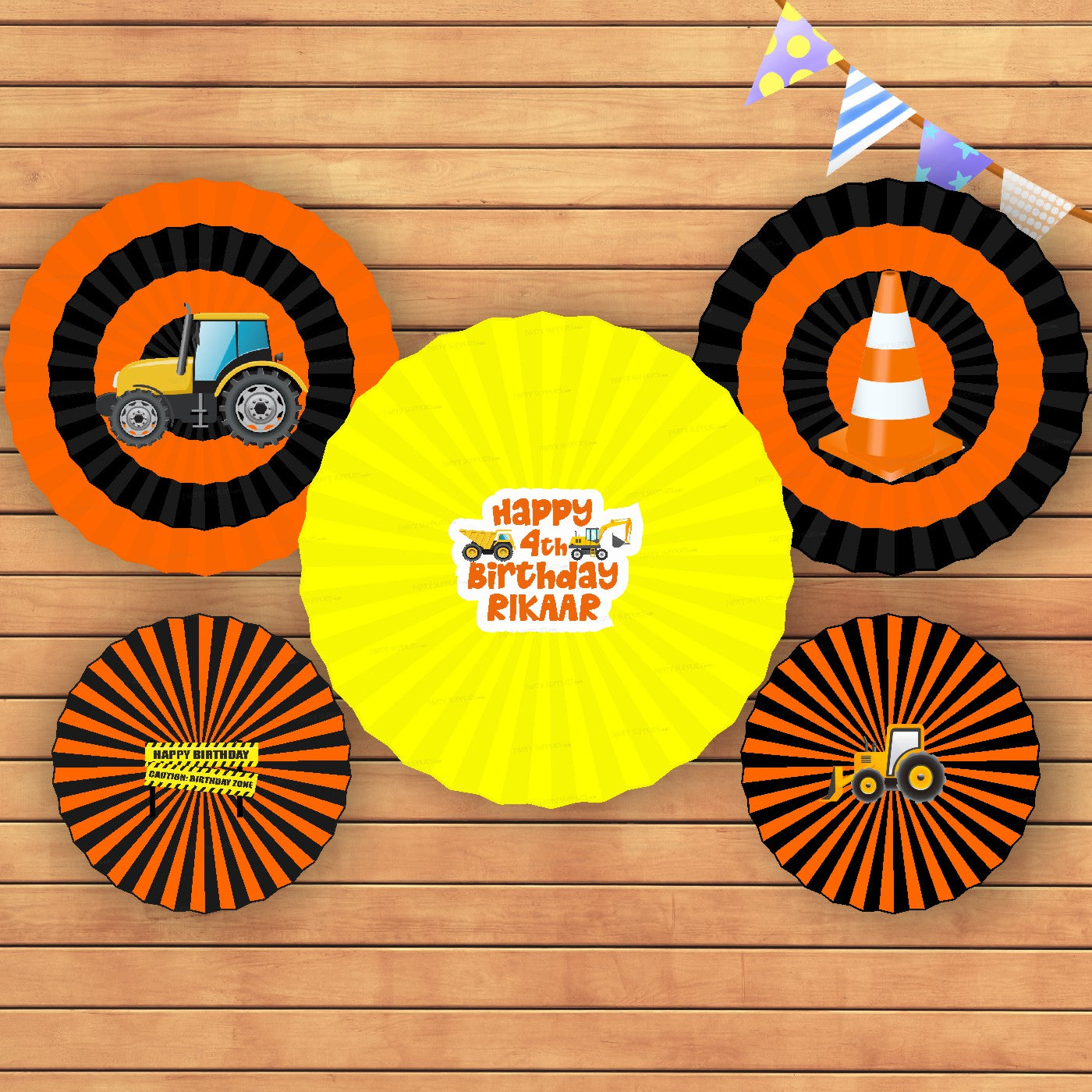 Construction Theme Paper Fan