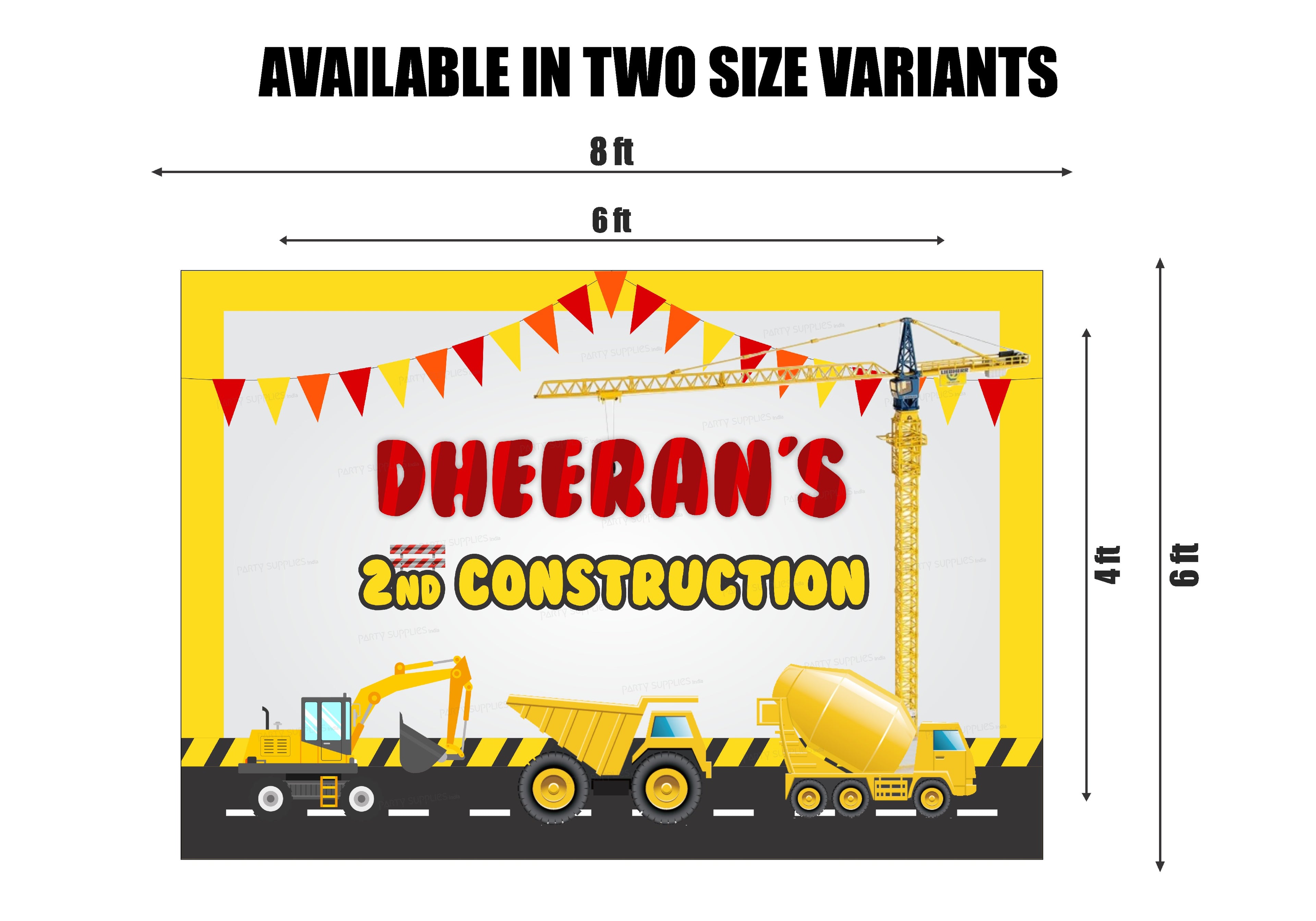 Construction Theme Personalized Backdrop