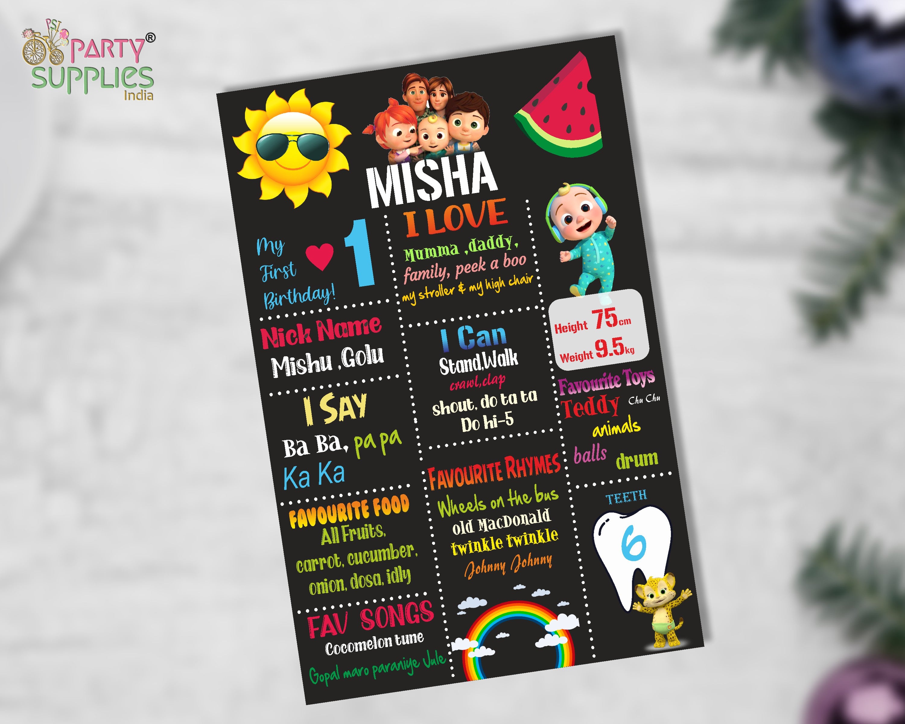 Coco Melon Theme Girl Customized Chalkboard