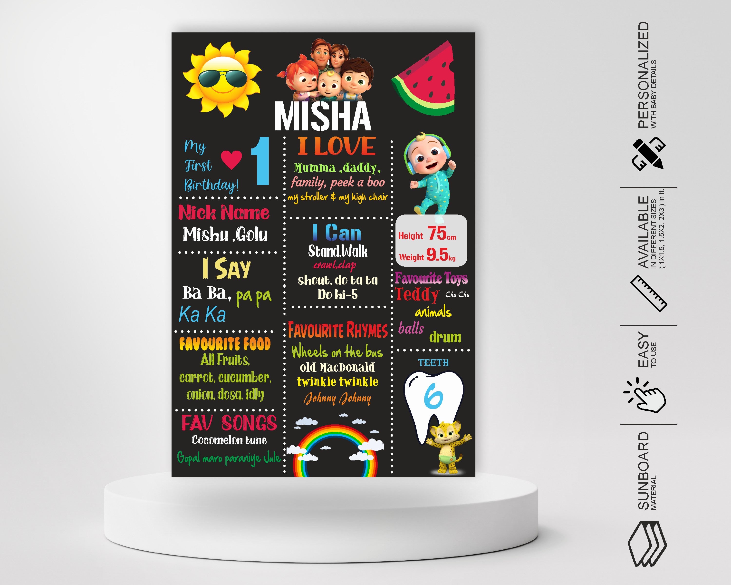 Coco Melon Theme Girl Customized Chalkboard