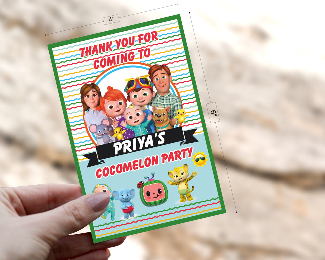 Coco Melon Theme Girl Thank You Card