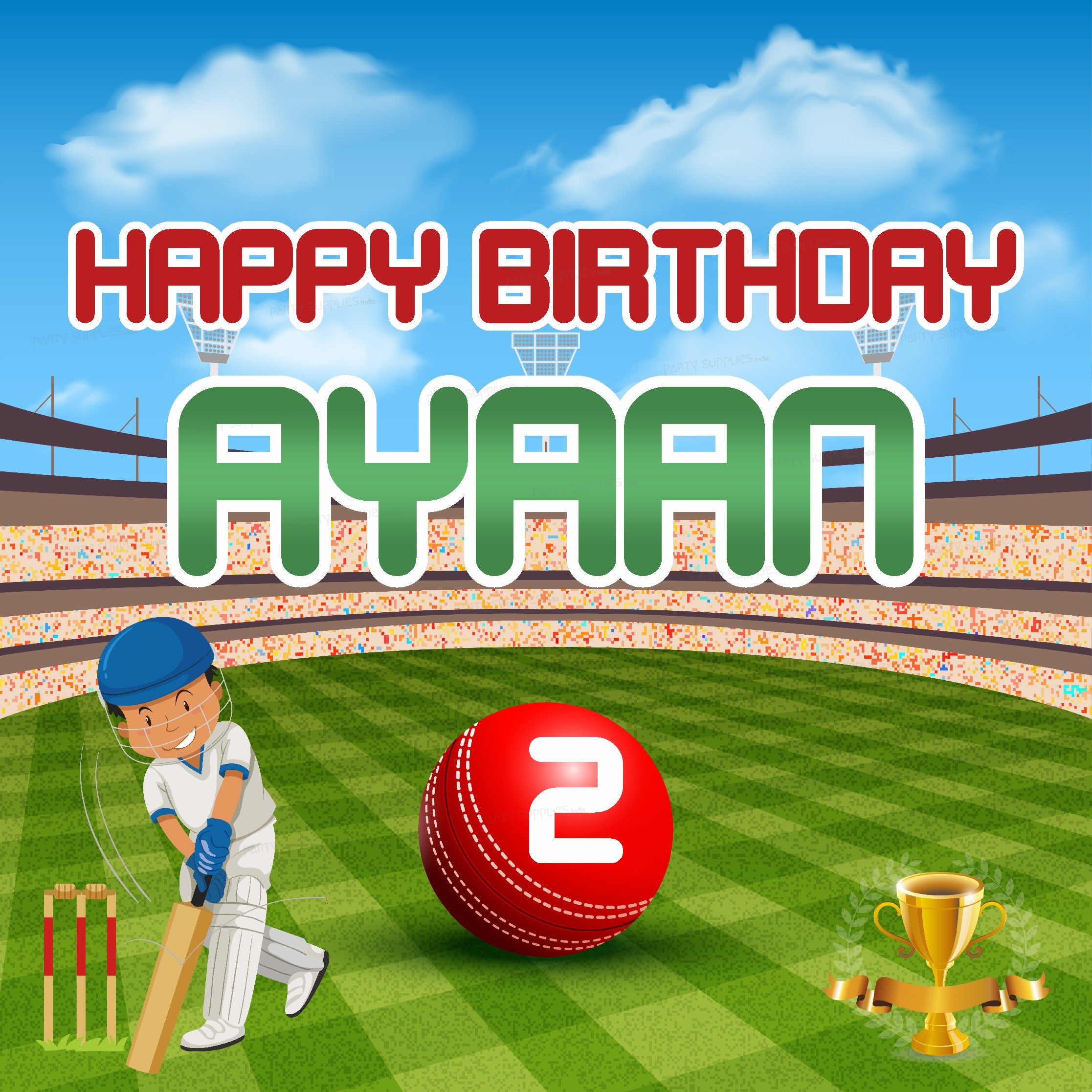 Cricket Theme Personalized Backdrop