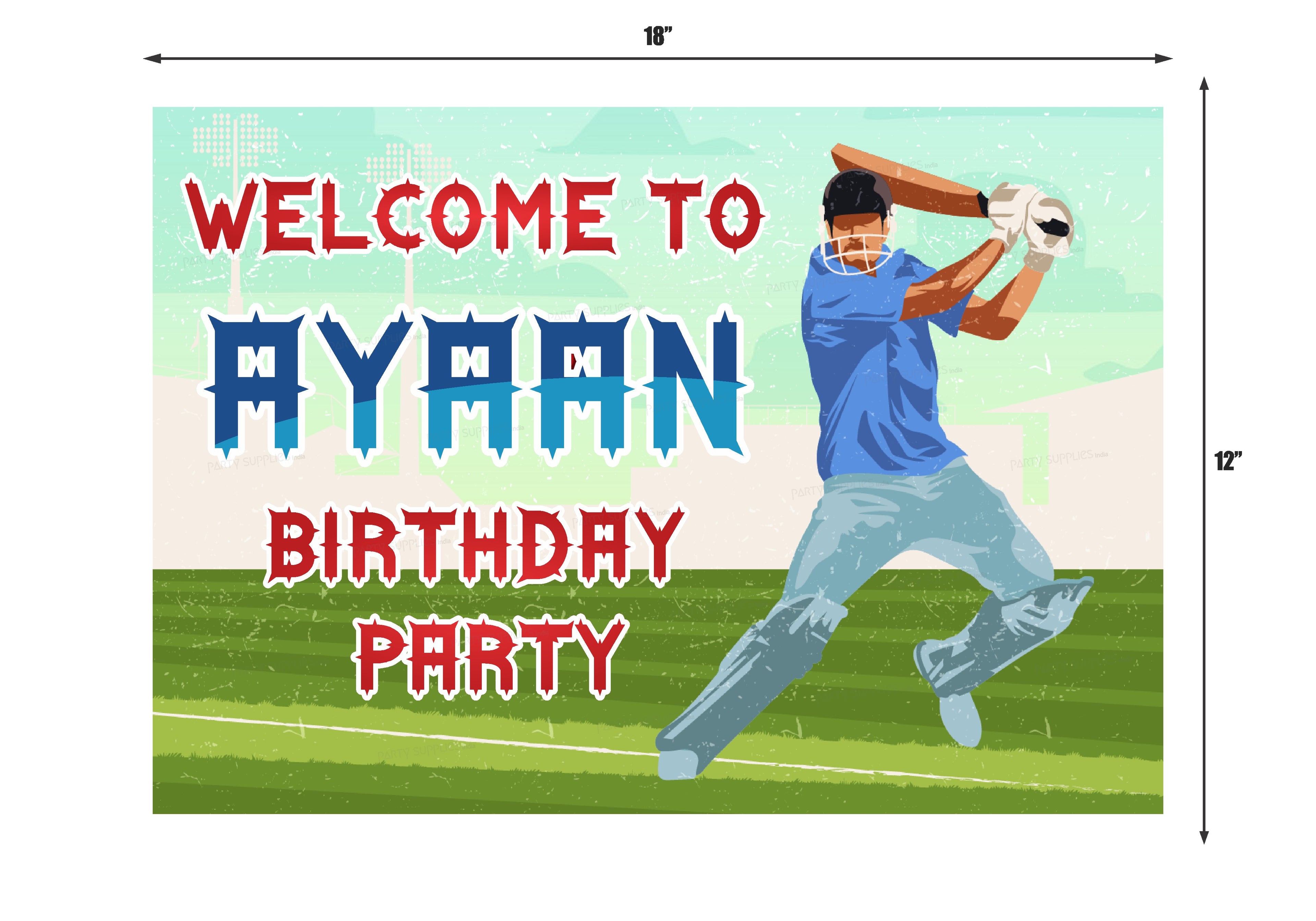Cricket Theme Personalized Welcome Board
