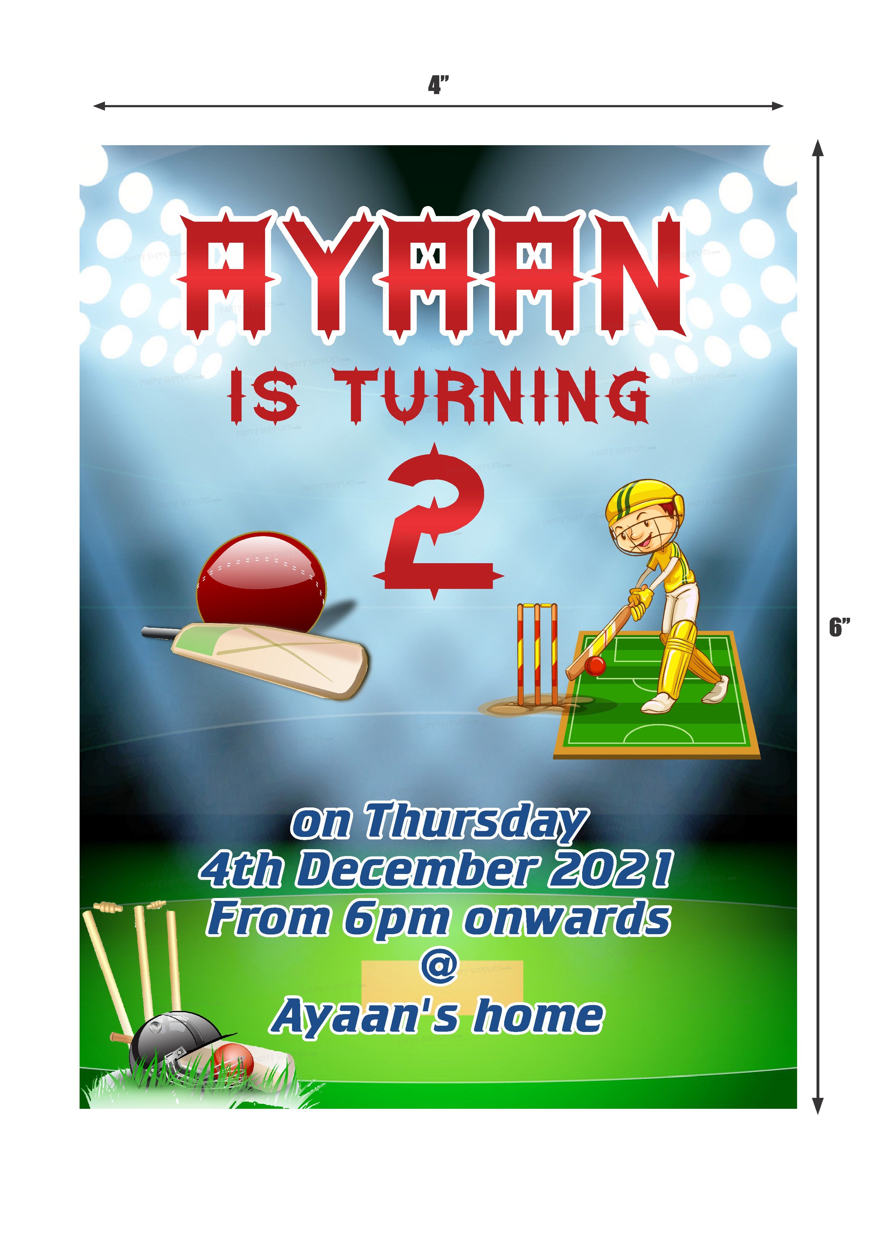 Cricket Theme Invite