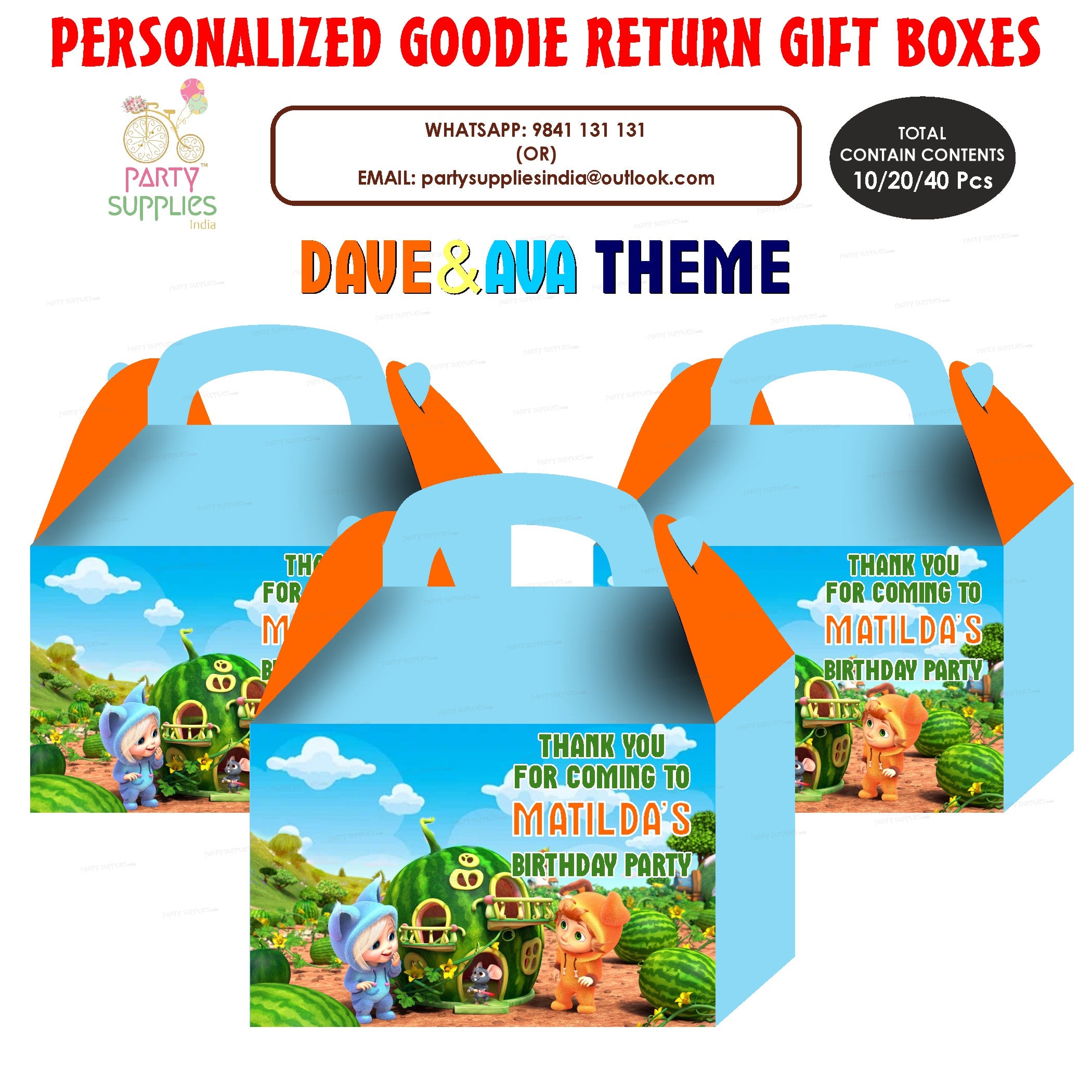 Dave & Ava theme Goodie Return Gift Boxes