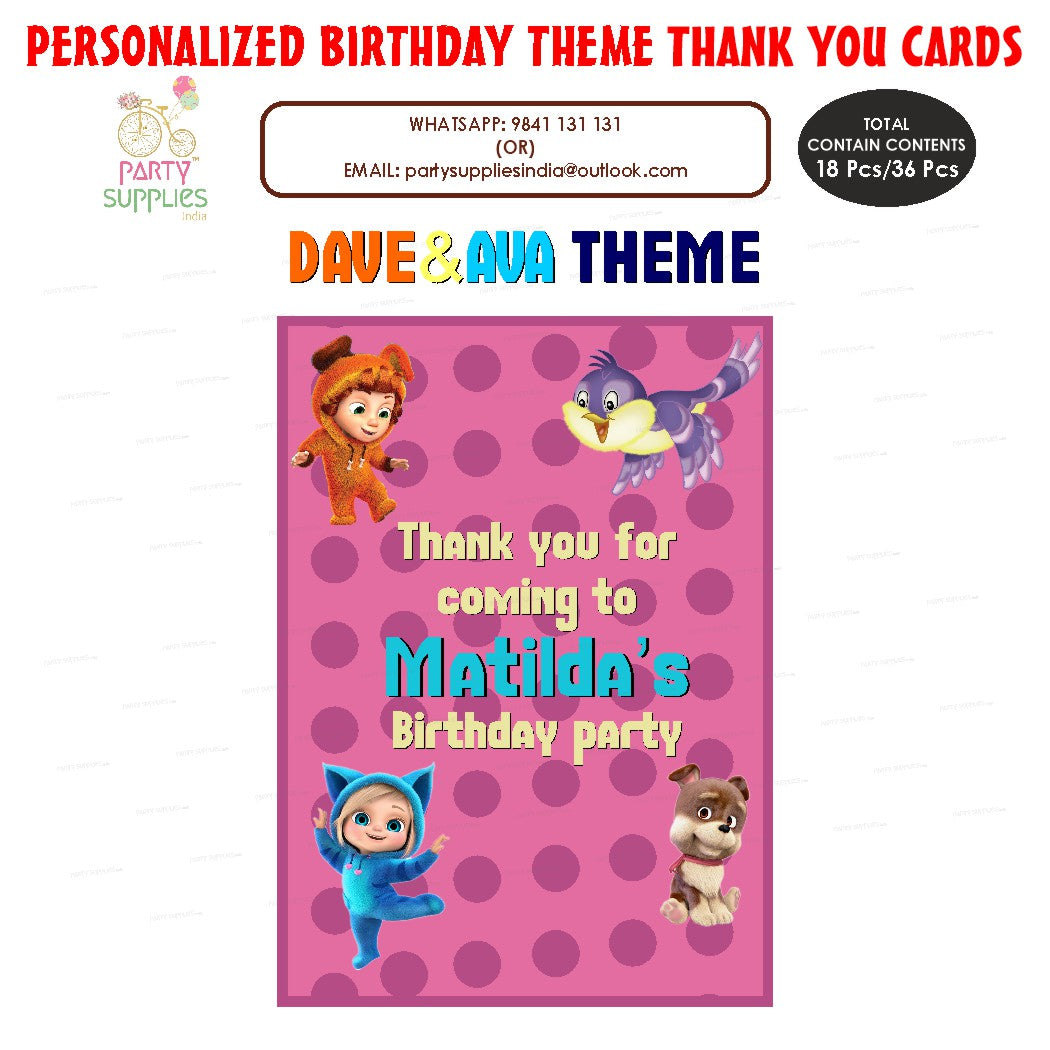 Dave And Ava Theme Thank You Card