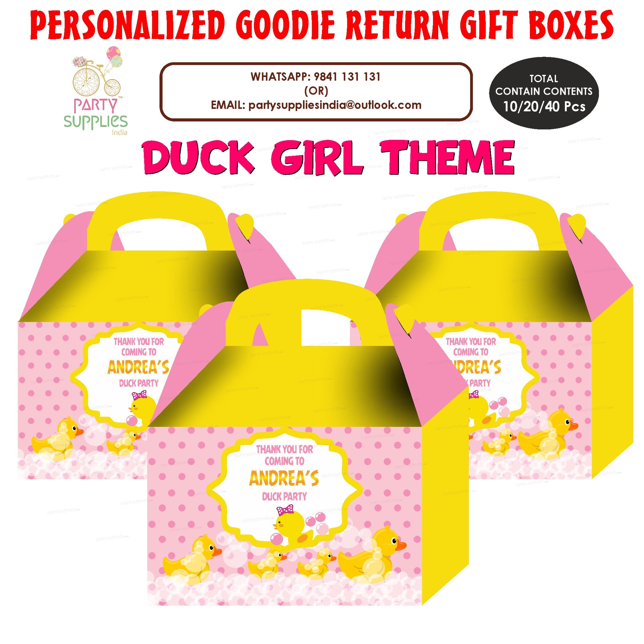 Duck Girl theme Goodie Return Gift Boxes