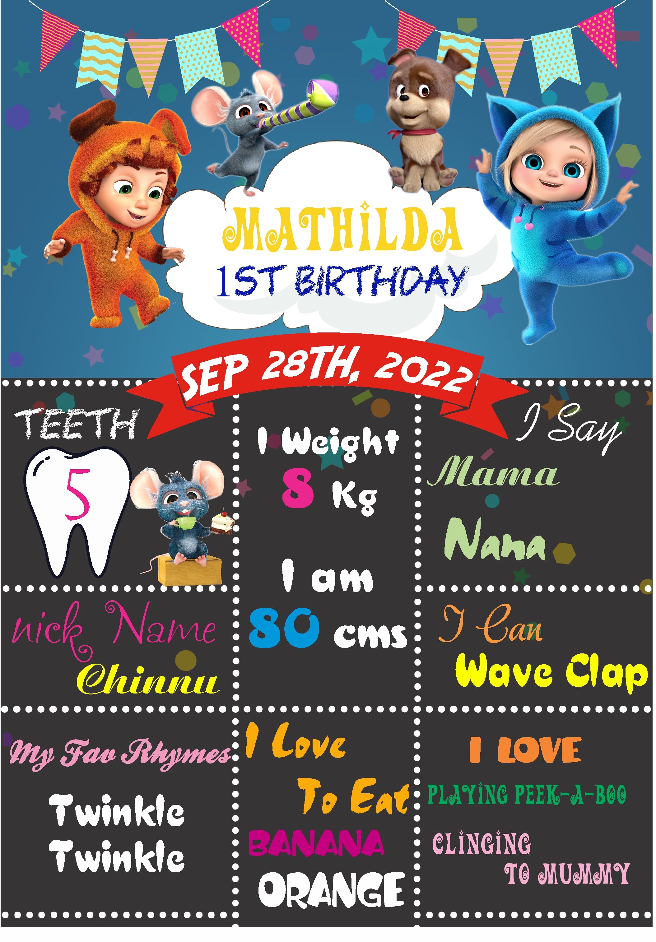 Dave & Ava Theme Chalk Board