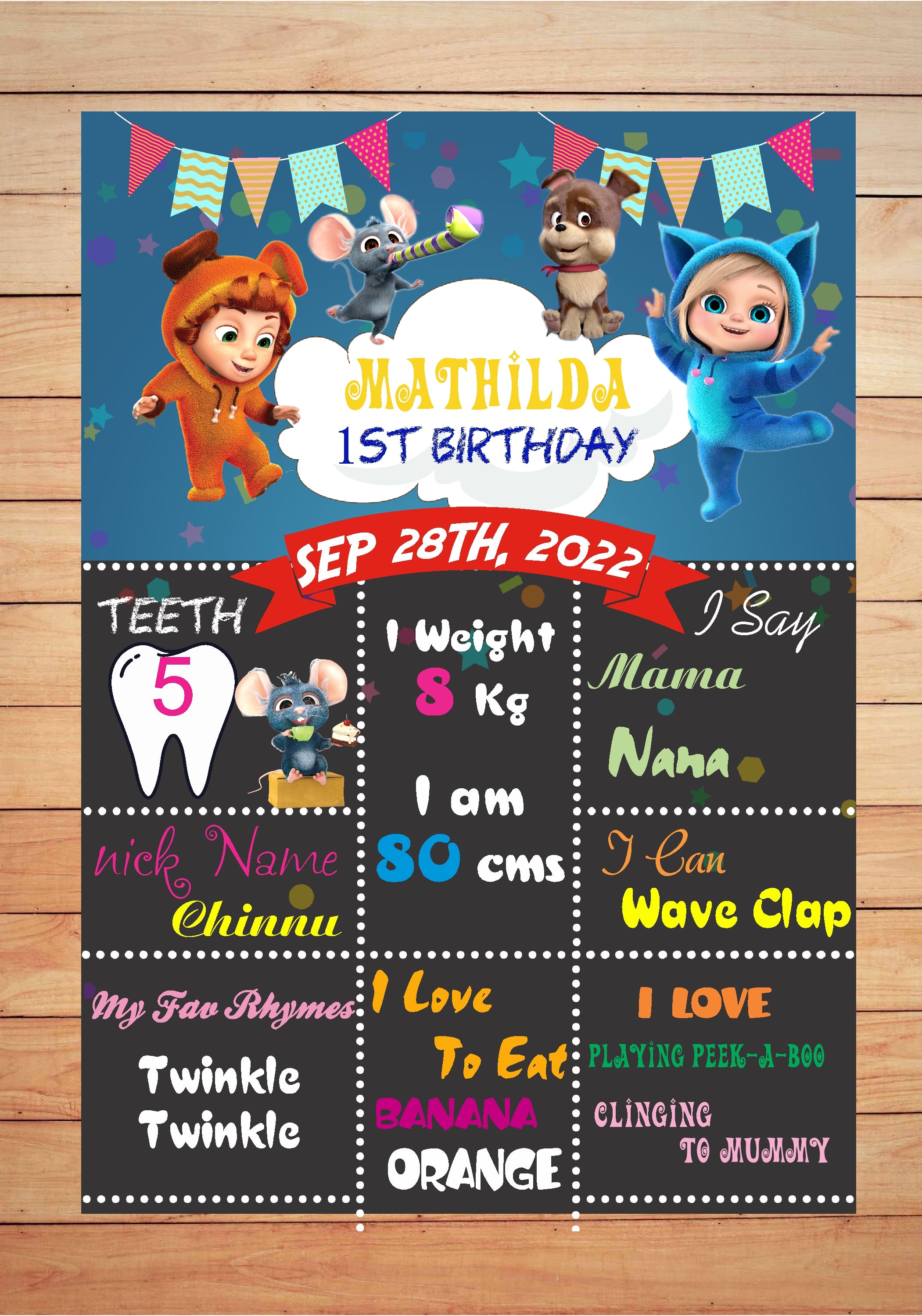 Dave & Ava Theme Chalk Board