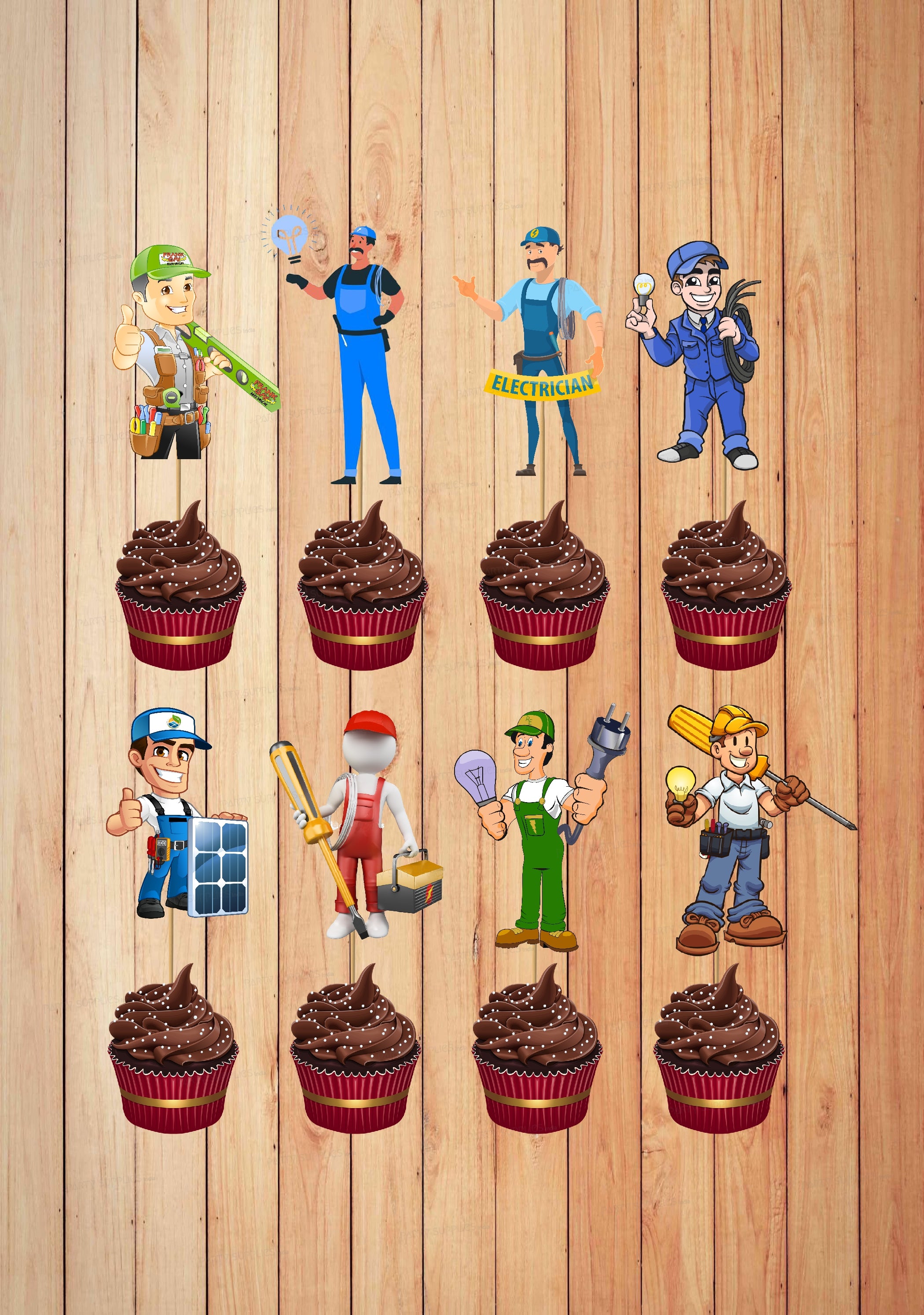 Electrician Theme Cup Cake Topper