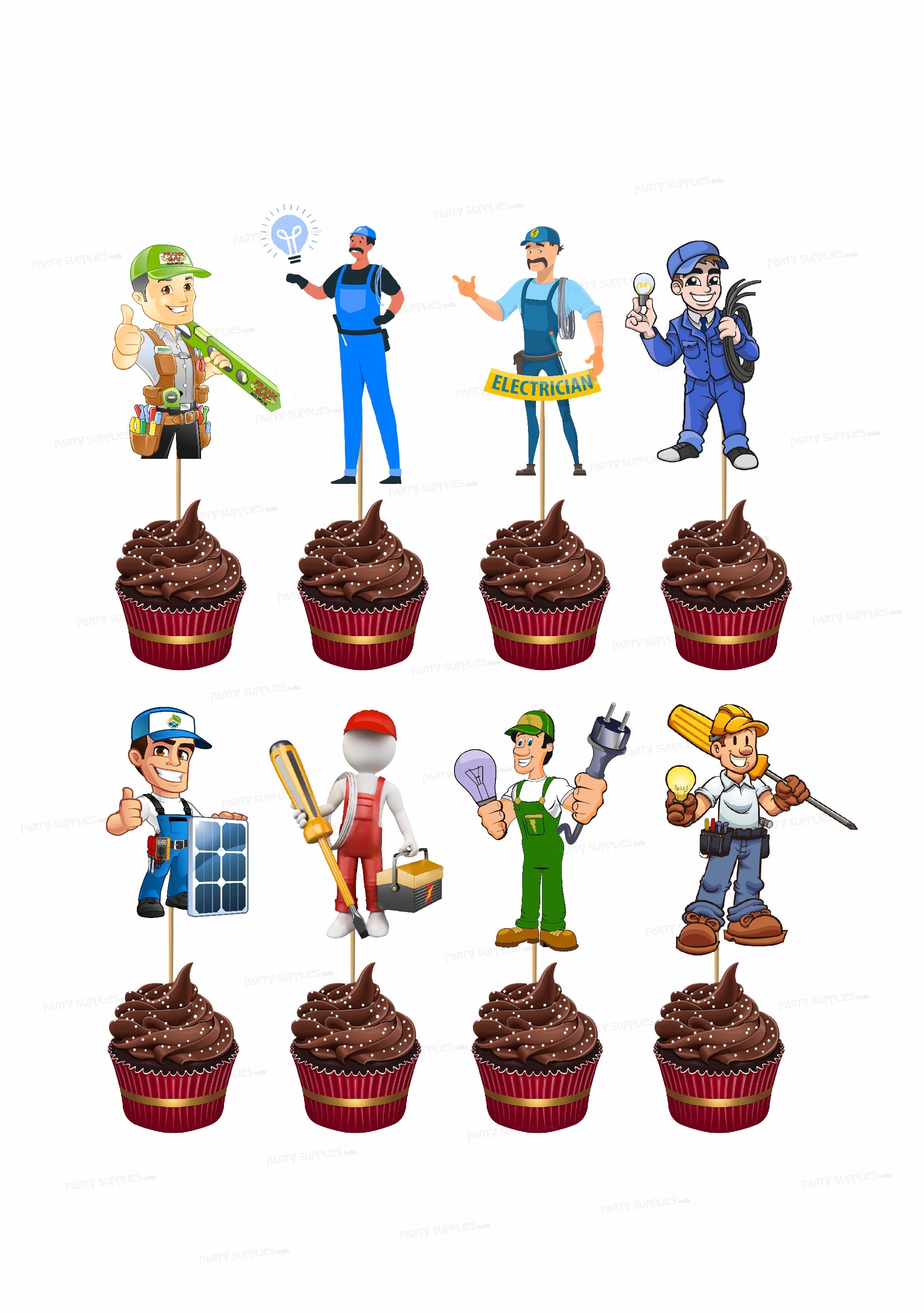 Electrician Theme Cup Cake Topper