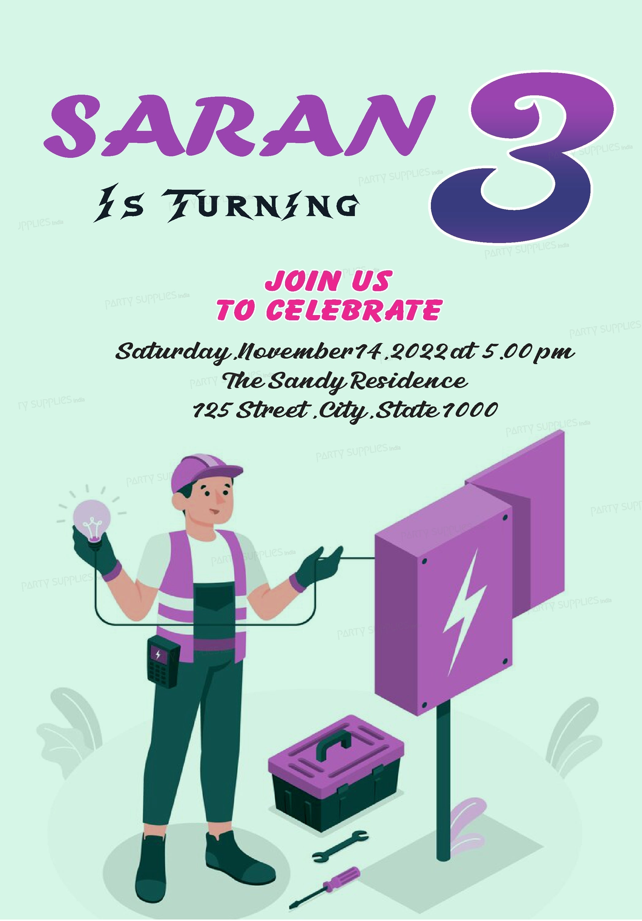 Electrician Themes Customized Invite