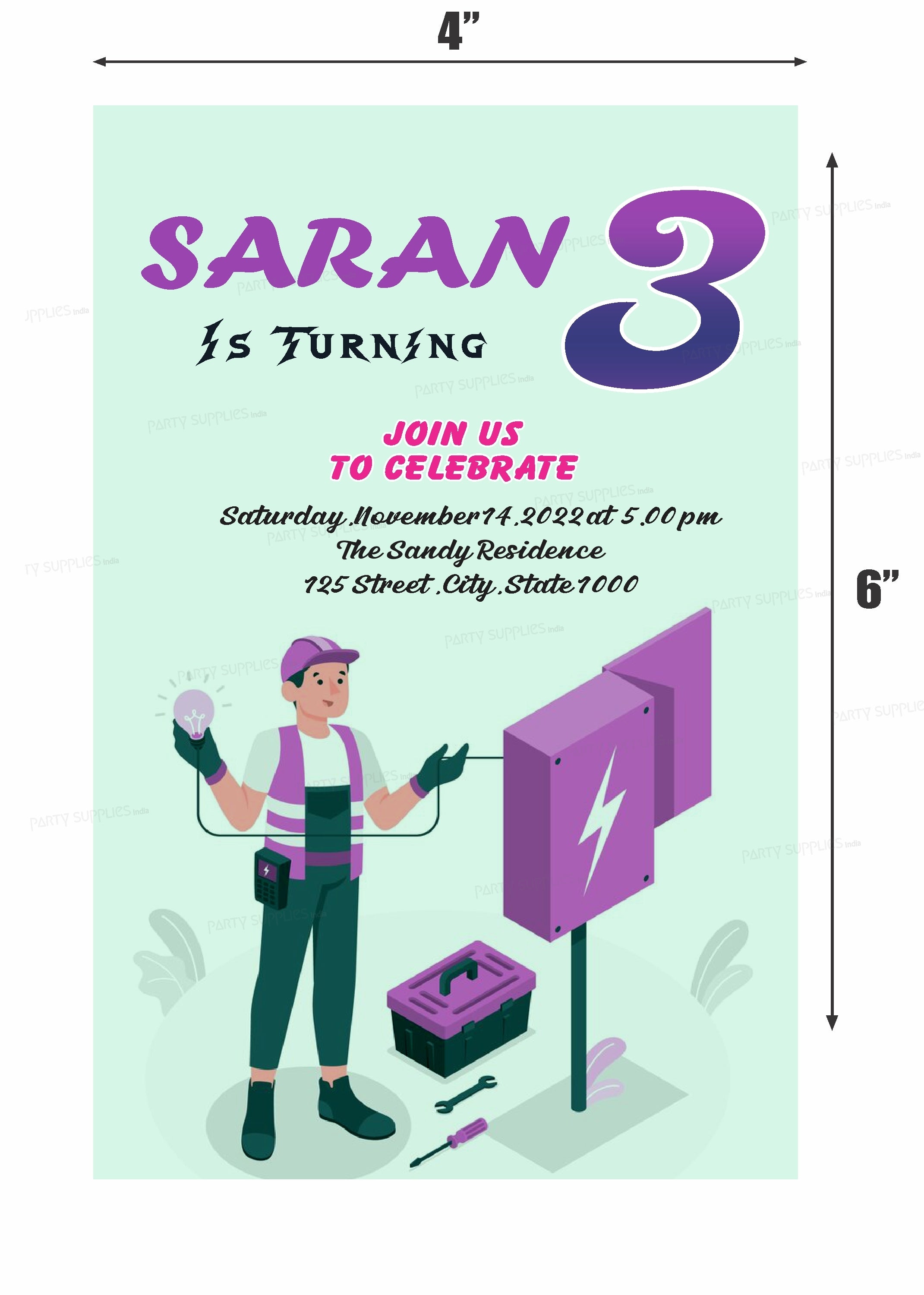 Electrician Themes Customized Invite