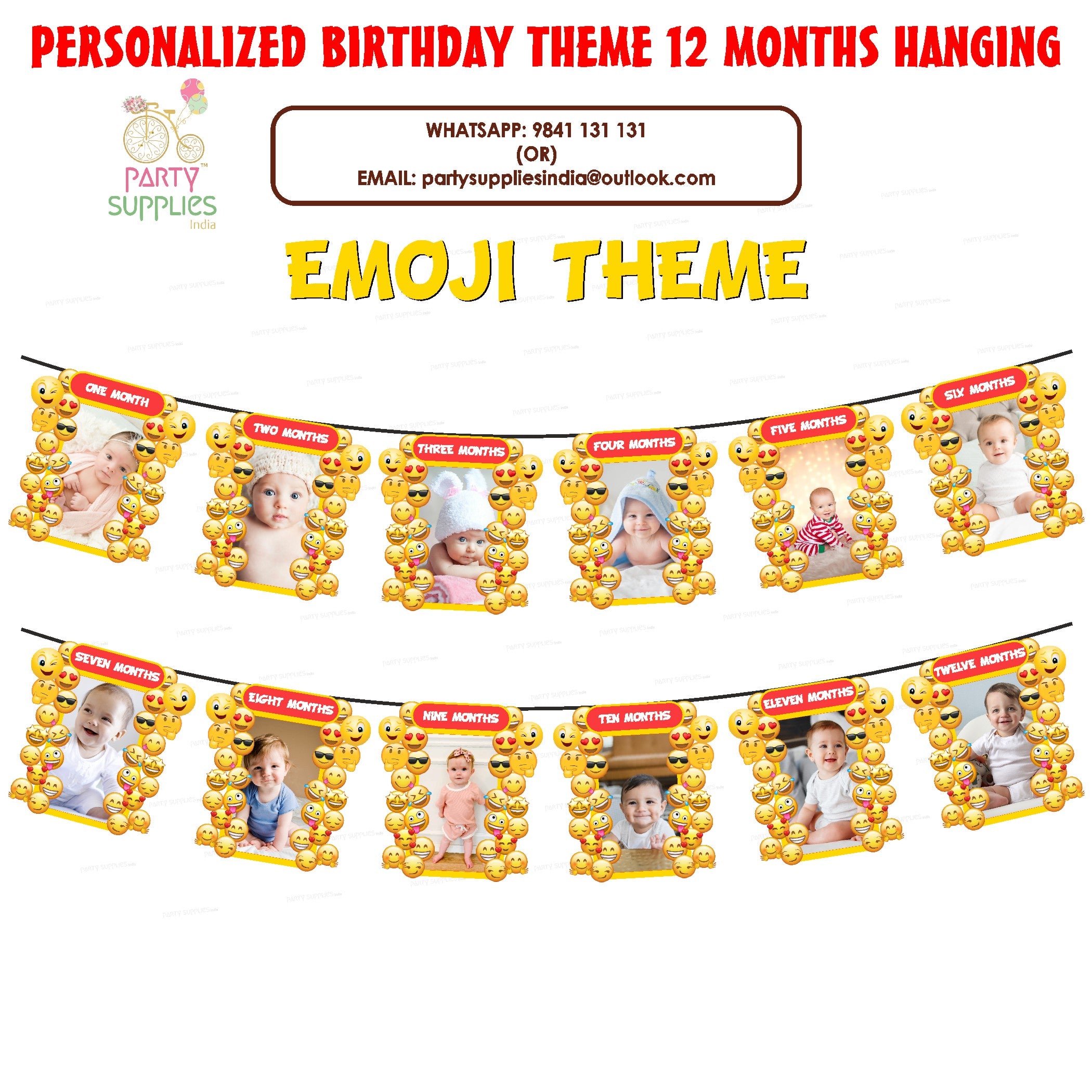 Emoji Theme 12 Months Photo Banner