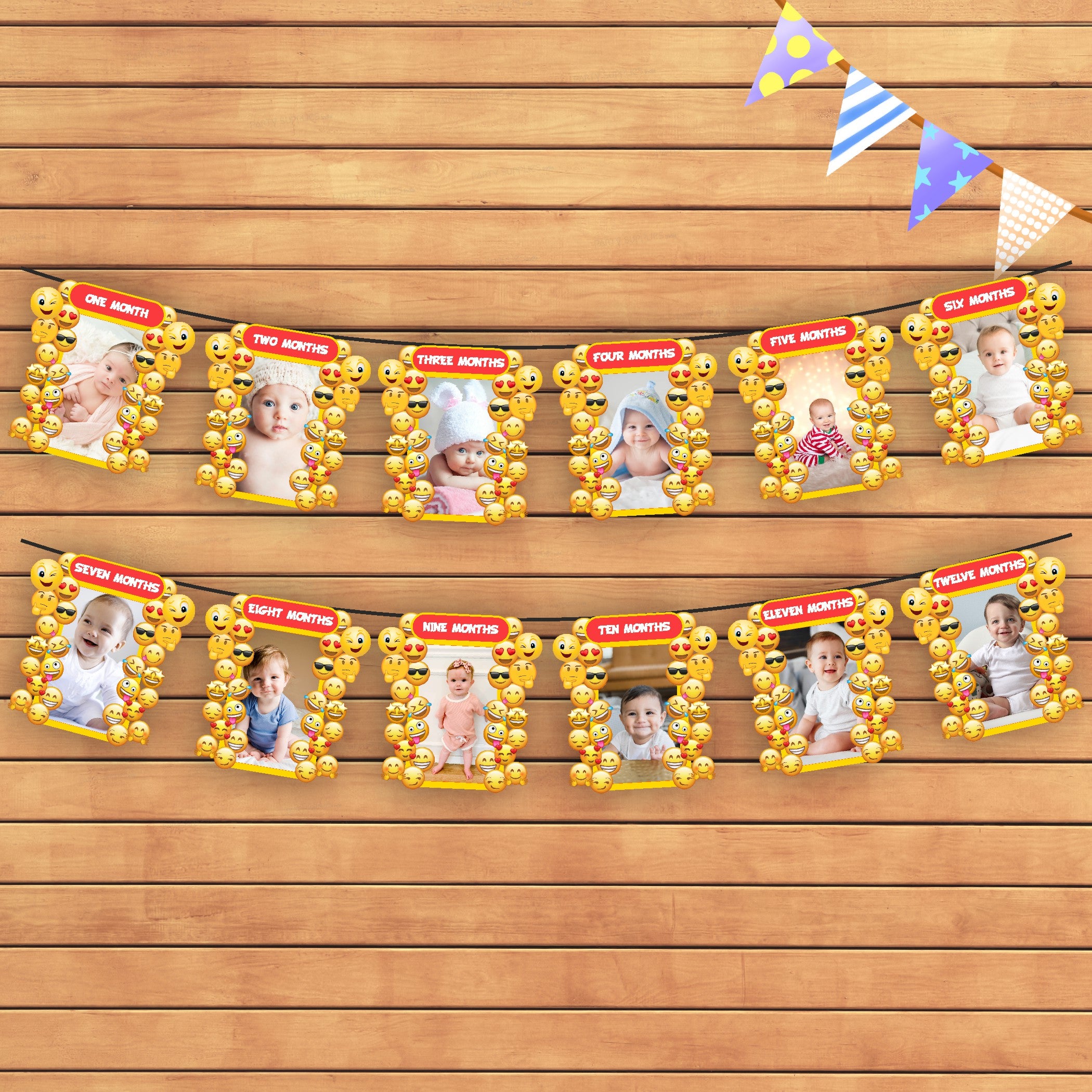 Emoji Theme 12 Months Photo Banner