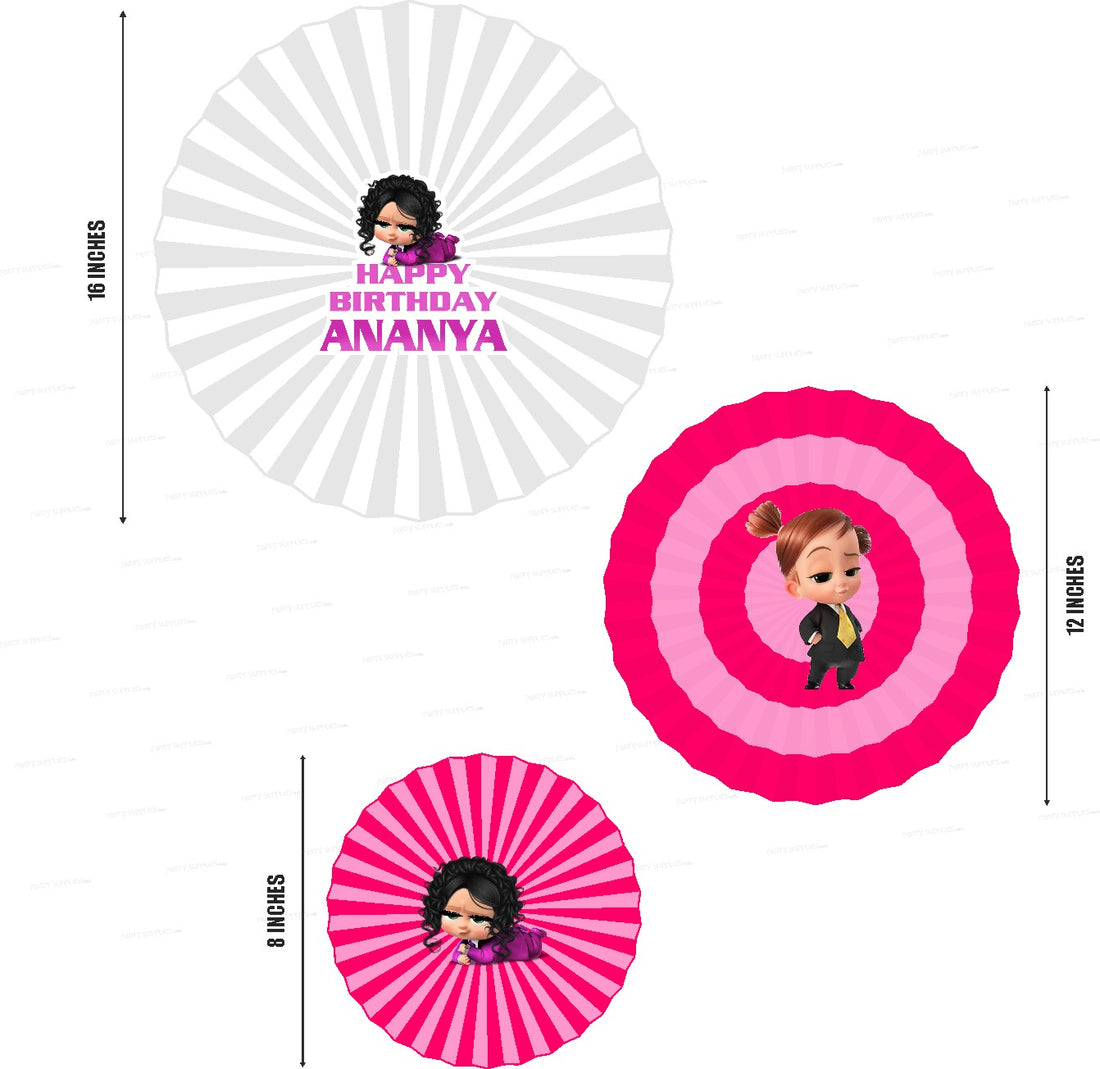 Girl Boss Baby Theme Paper Fan