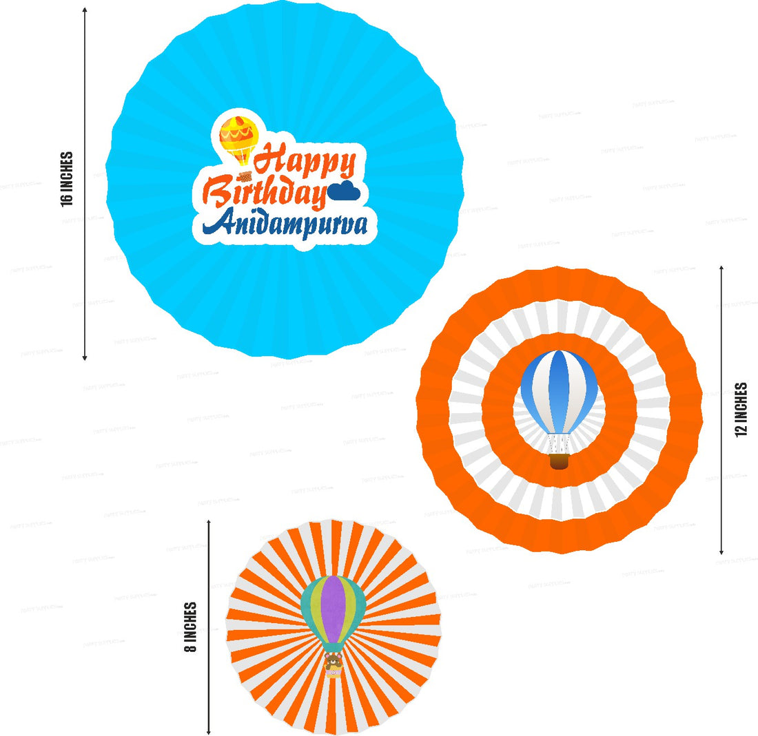 Hot Air Boy Theme Paper Fan