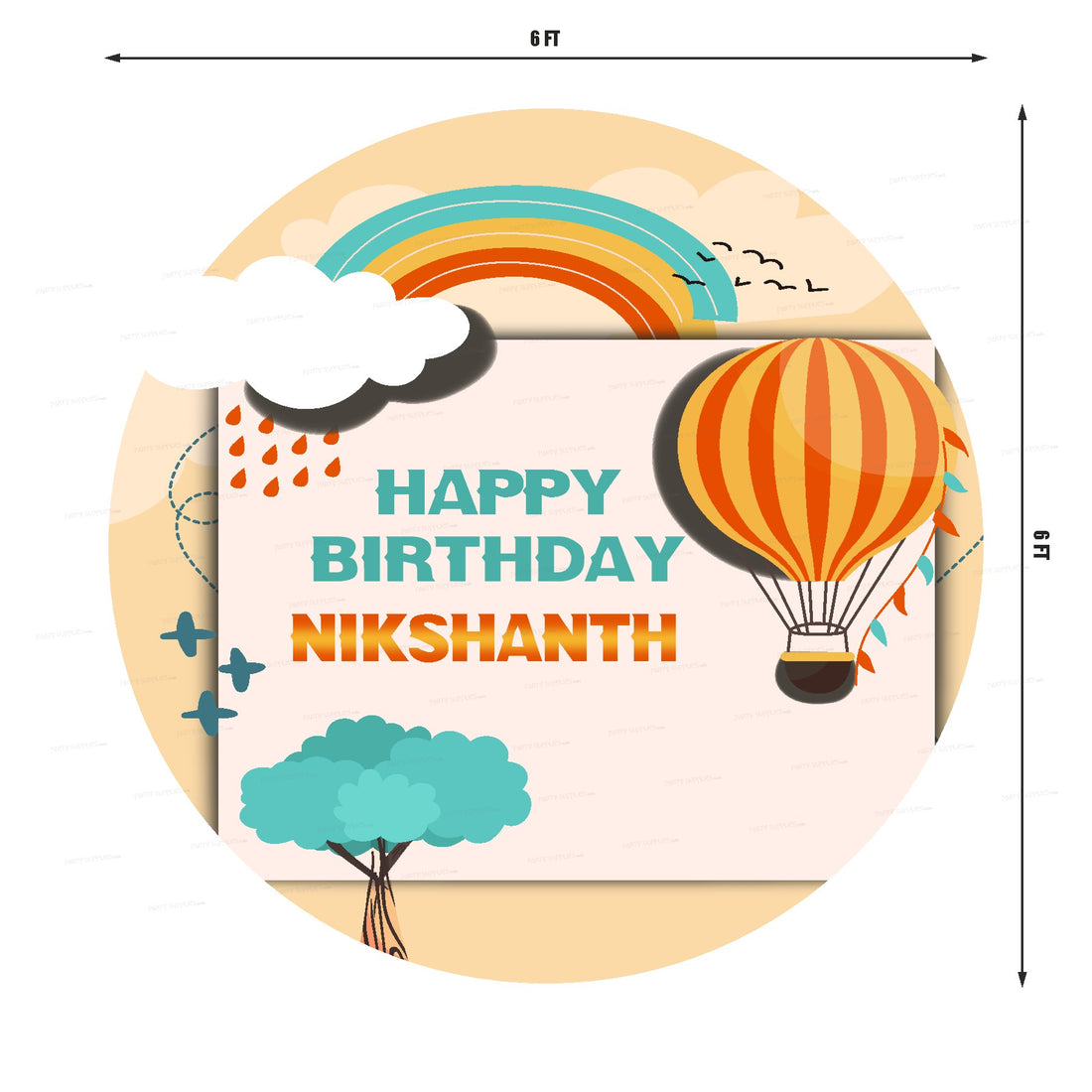 Hot Air Theme Boy Round Backdrop