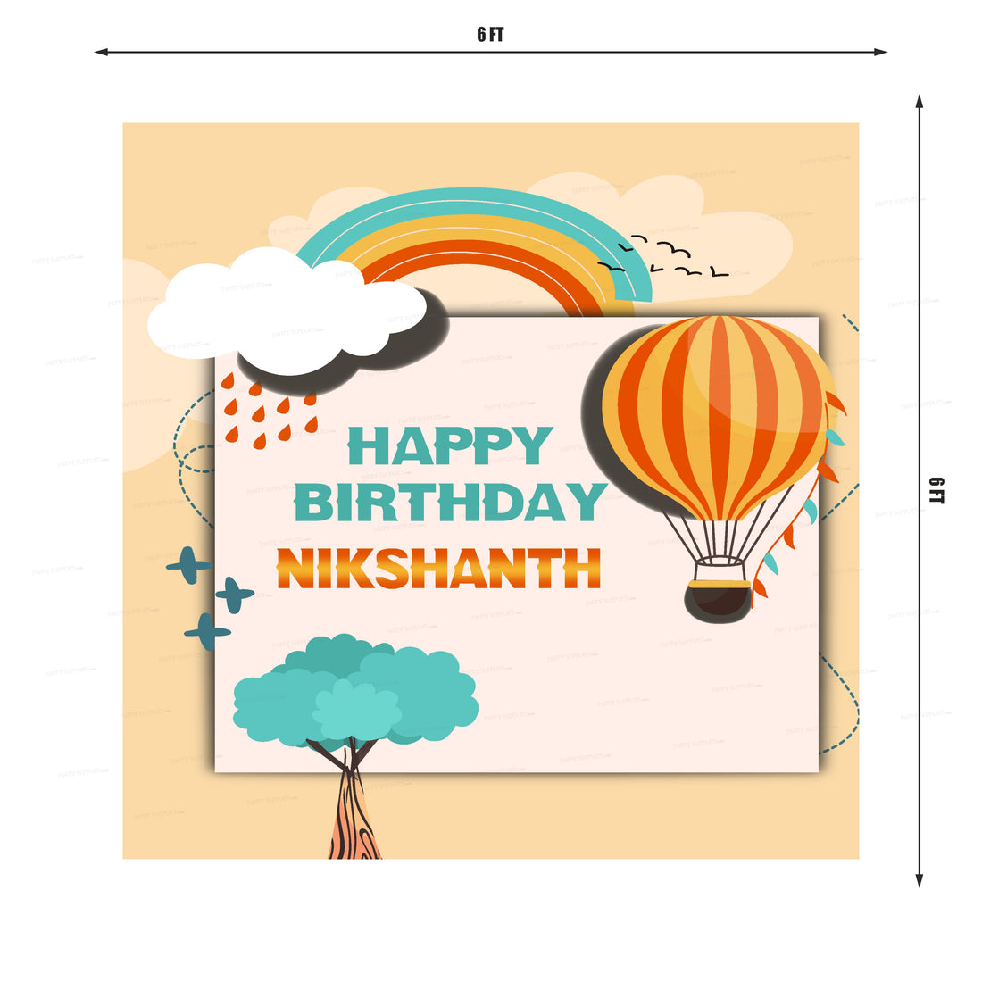 Hot Air Theme Boy Square Backdrop