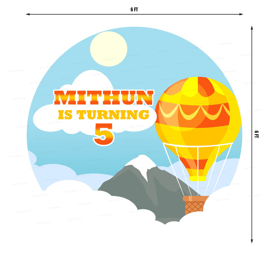 Hot Air Theme Boy Customized Round Backdrop